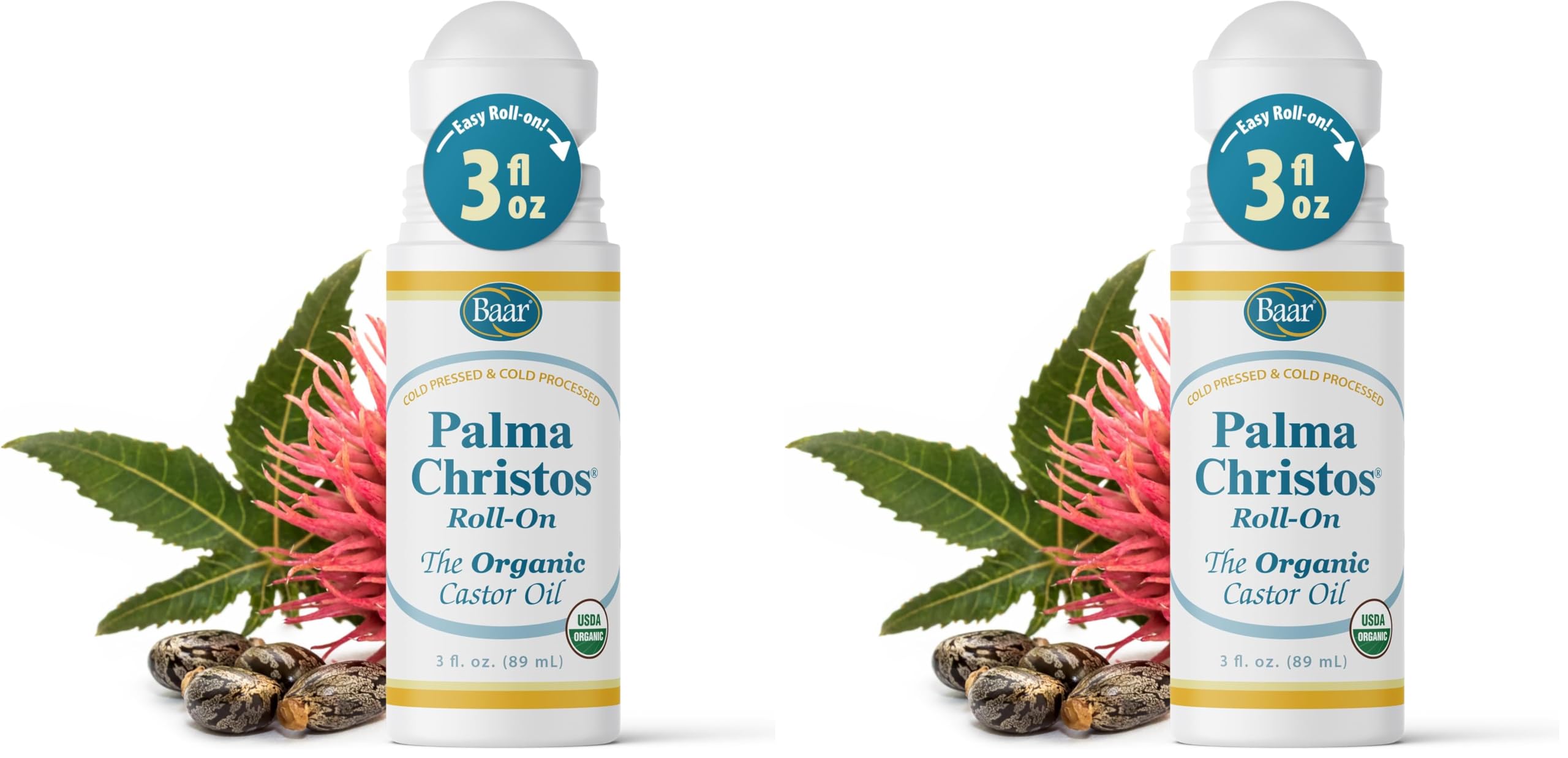 Baar Palma Christos Roll-On Organic Castor Oil 3 oz - Pack of 2