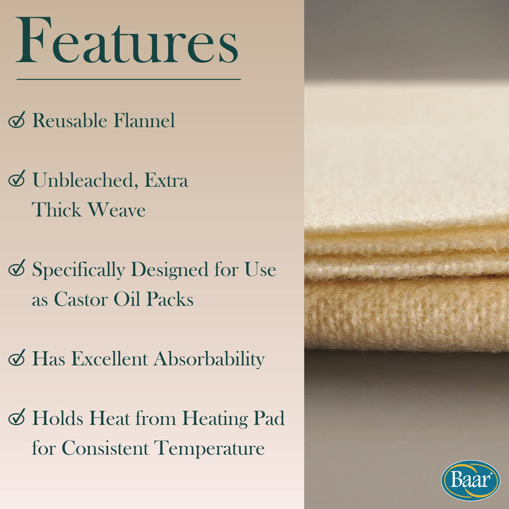 Baar Products - Wool Flannel for Castor Oil packs 1 pkt [Health and Beauty]