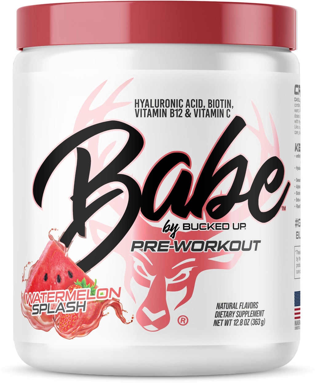 Bucked Up Babe Pre-Workout for Women – Watermelon Splash | 30 Servings | 12.8 oz