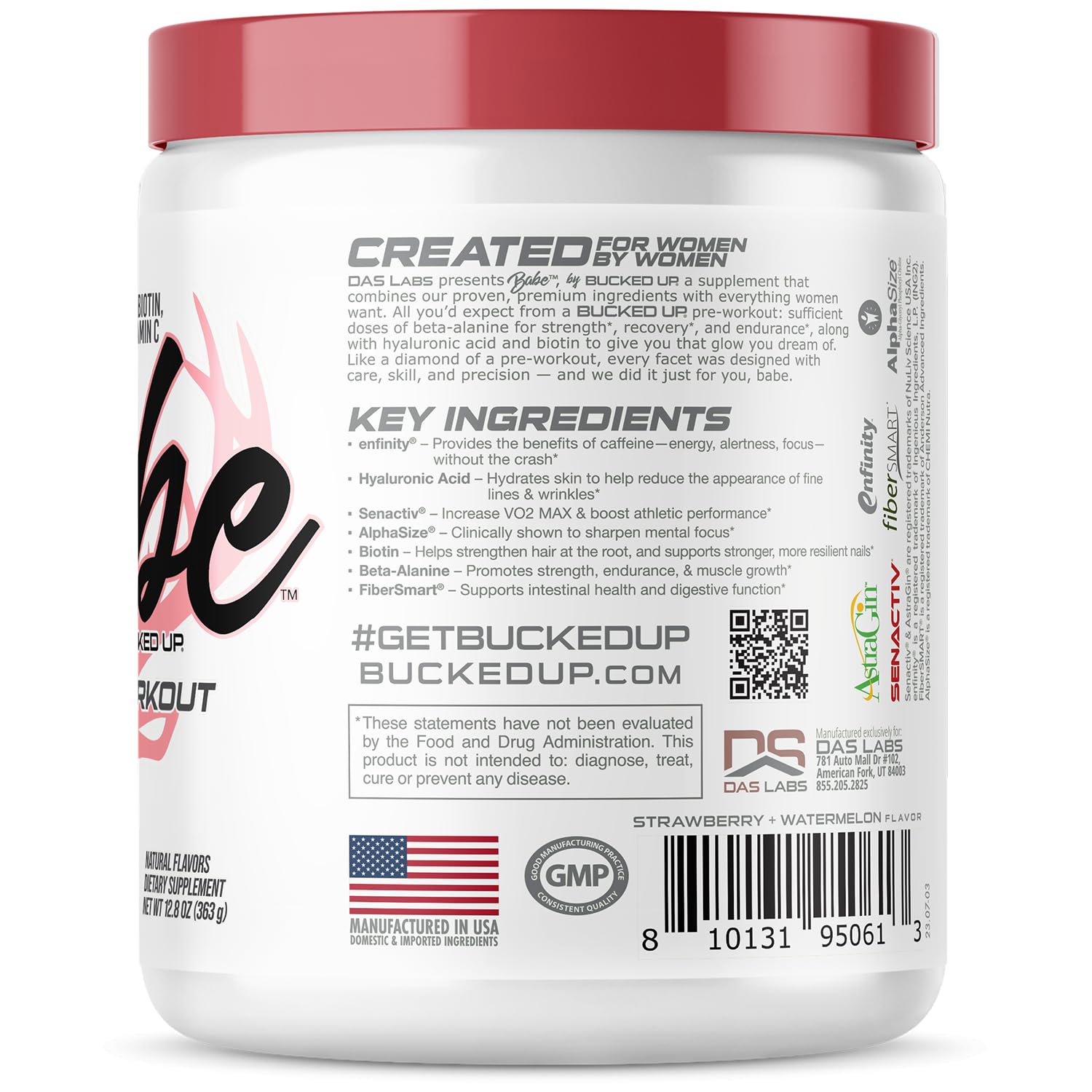 Bucked Up Babe Pre-Workout for Women – Watermelon Splash | 30 Servings | 12.8 oz