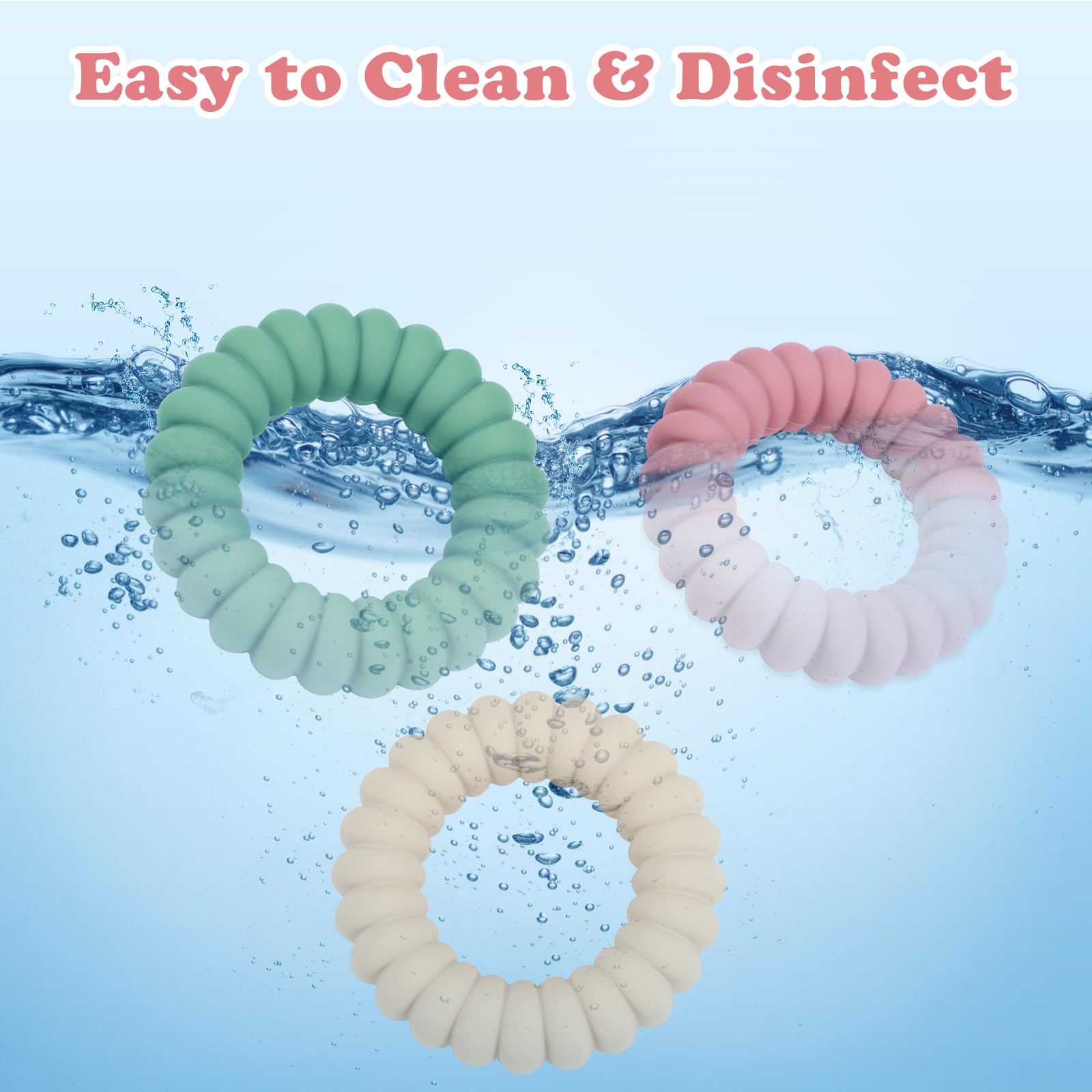 Baby Teether Toys - Silicone Teether Rings with Rattle (3 Pack)