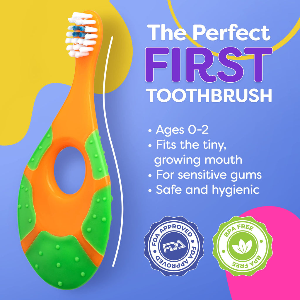 Baby Toothbrush 12+ Months - Toddler Soft Bristles 4-Pack (Multi-Color)