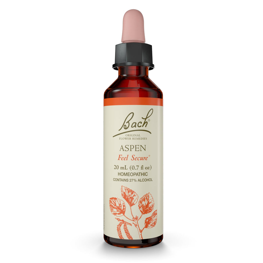 Bach Aspen Flower Remedy – Feel Secure | 20mL Dropper – Vegan, Gluten Free