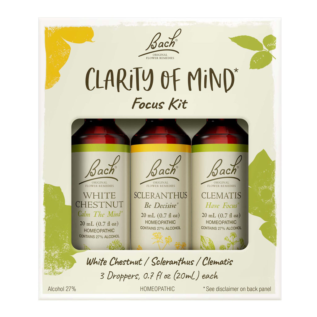 Bach Original Flower Remedies Clarity of Mind Kit – Focus & Mindfulness (3 x 20mL Droppers)