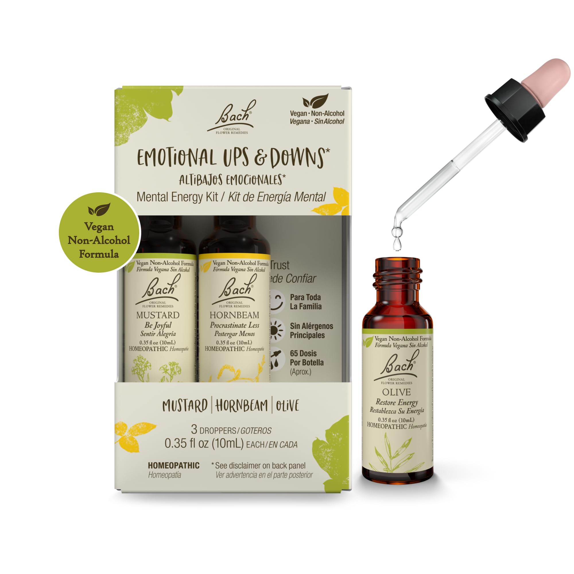 Bach Original Flower Remedies Trio Kit – 3 x 10mL Droppers | Vegan