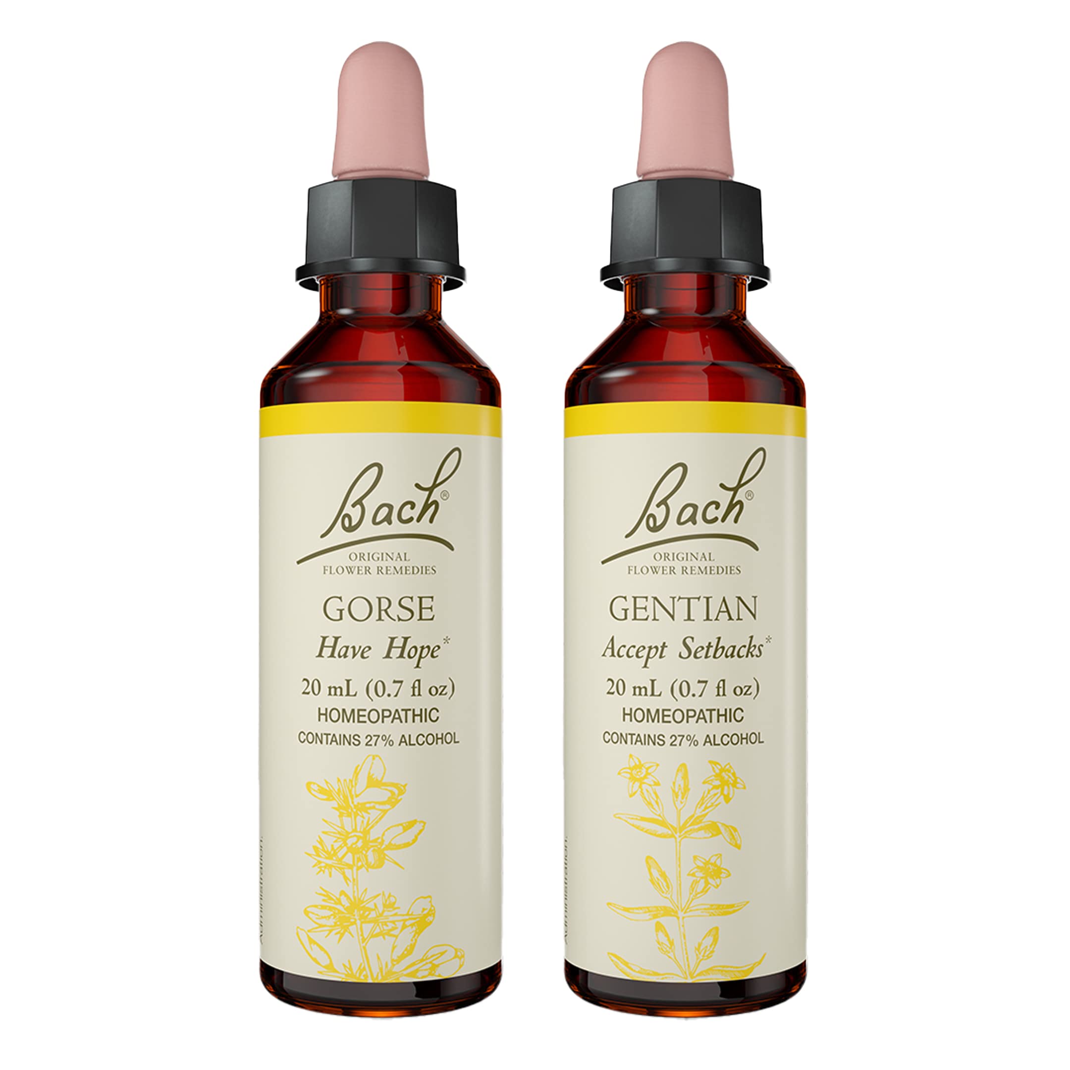 Bach Original Flower Remedies 2-Pack Be Optimistic Gentian & Gorse 20mL Dropper x2 | Vegan