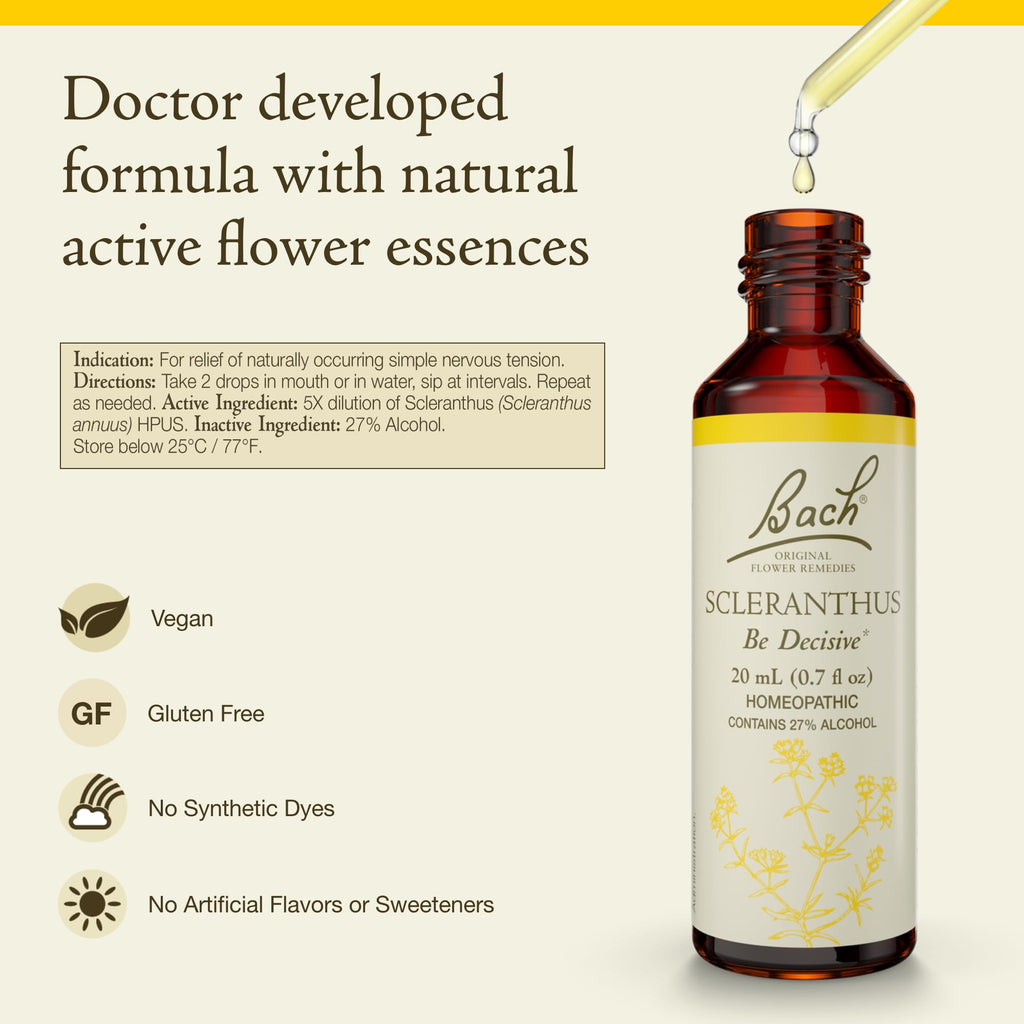 Bach Original Flower Remedies Scleranthus – Be Decisive (20mL Dropper) | Emotional Balance | Vegan, Gluten Free