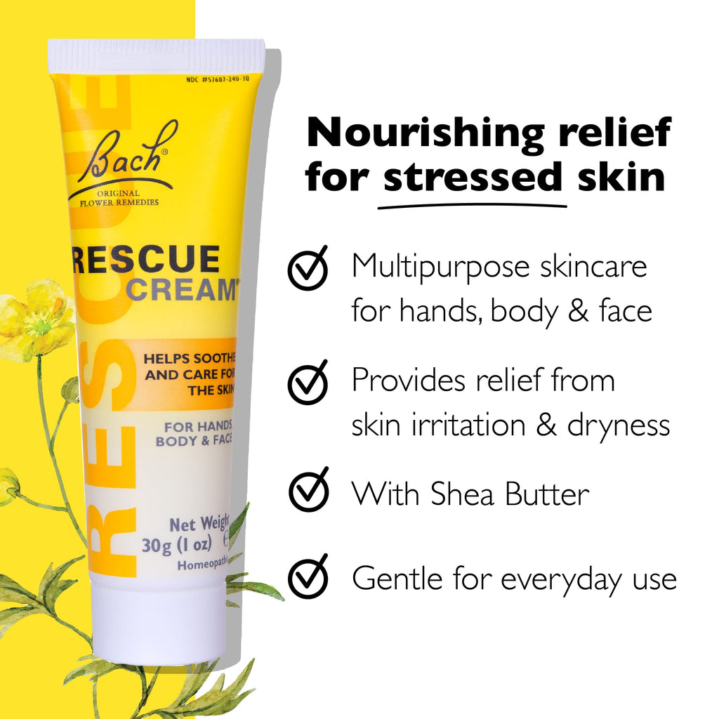 Bach Rescue Cream | Hydrating Skincare 3x30g (Fragrance-Free)