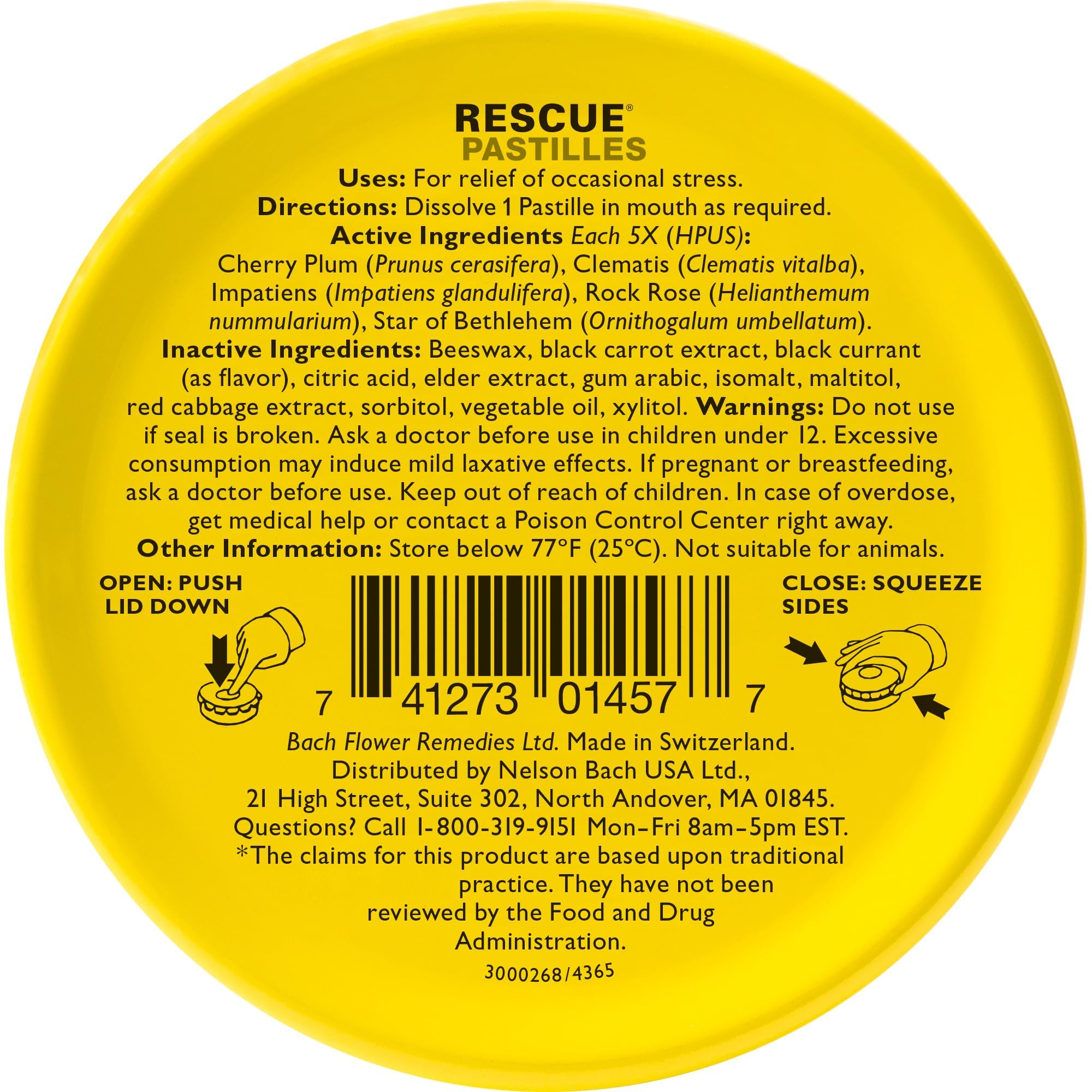 Bach Rescue Remedy Pastilles Black Currant 1.7 oz (2 Pack)