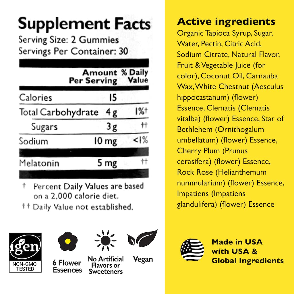 Bach RESCUE PLUS Melatonin Sleep Gummies – Strawberry, Vegan, Gluten-Free (60 Count)
