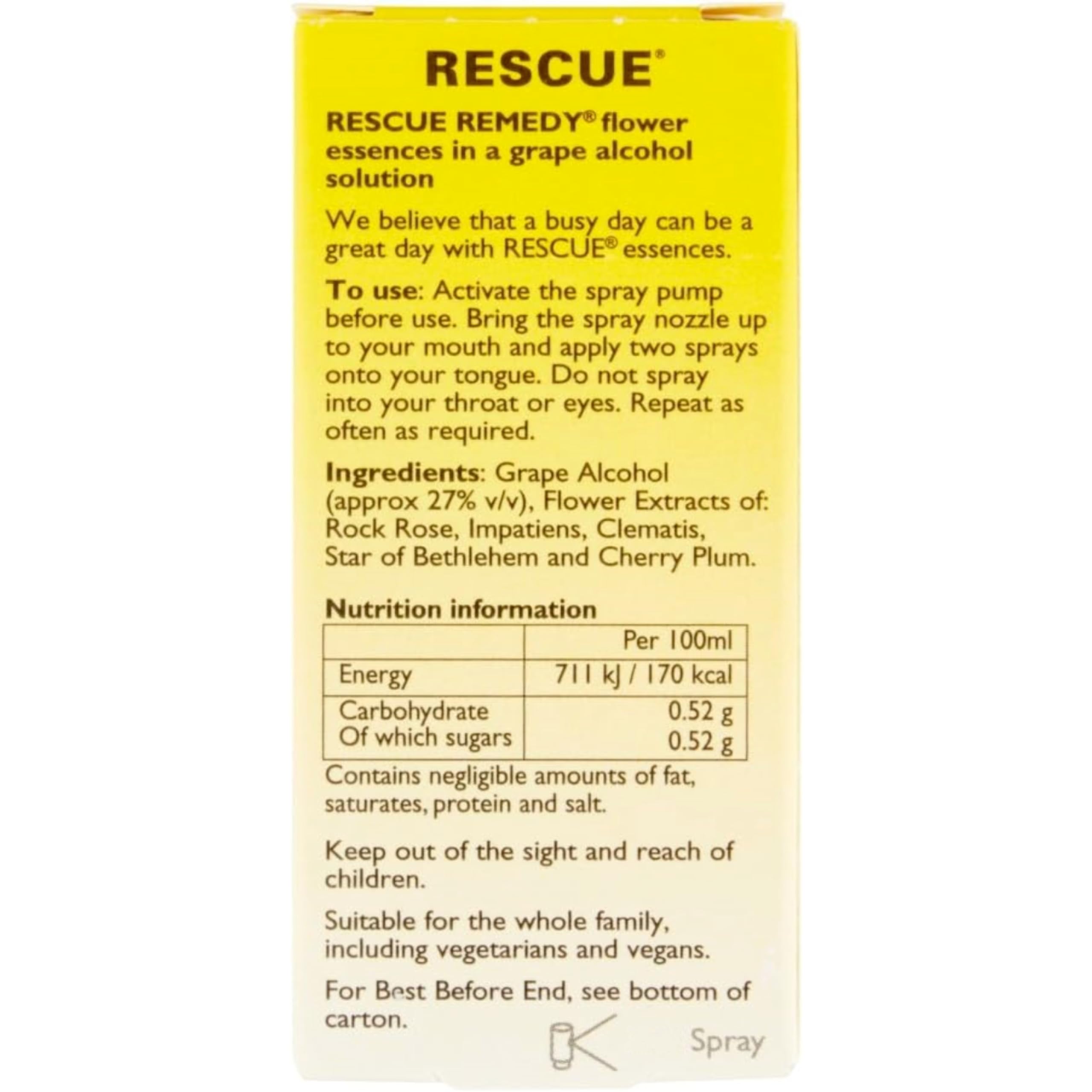Bach Rescue Remedy Rescue Spray 20 ml - Organic, Non-Aerosol Pump