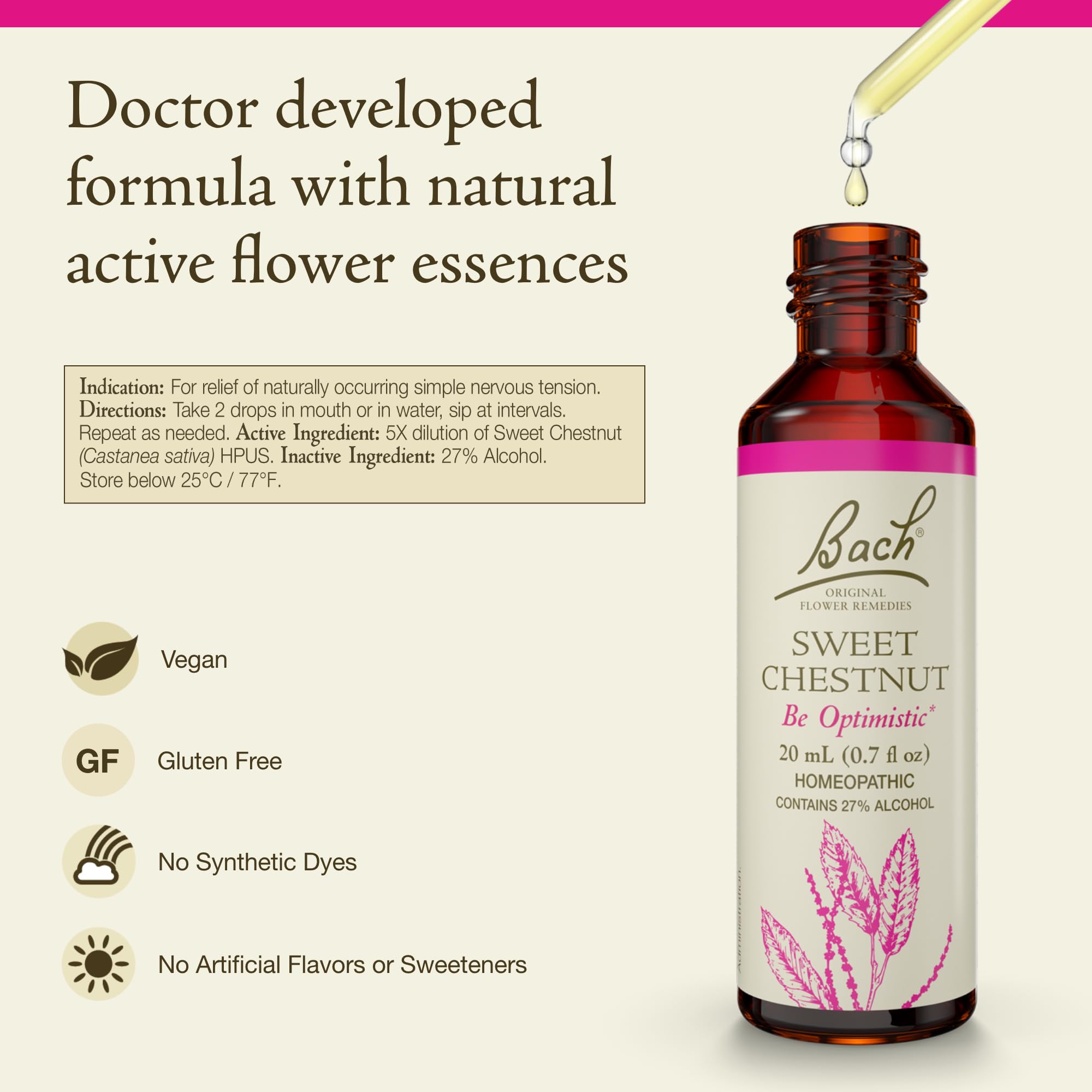 Bach Original Flower Remedies Sweet Chestnut - Be Optimistic (20mL Dropper)
