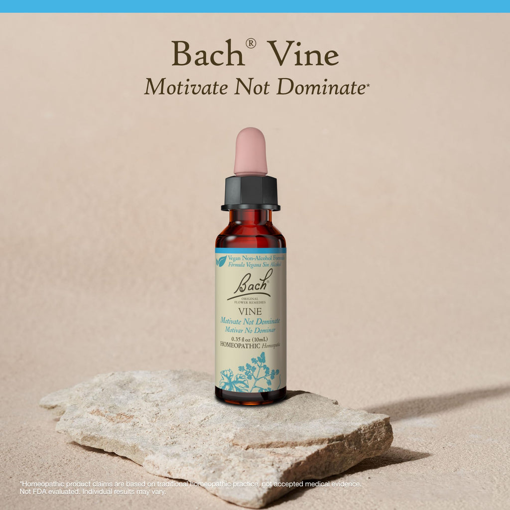 Bach Vine Flower Remedy (Non-Alcohol) - Motivate Not Dominate | Emotional Balance | 10mL Dropper | Vegan, Gluten Free, Sugar Free