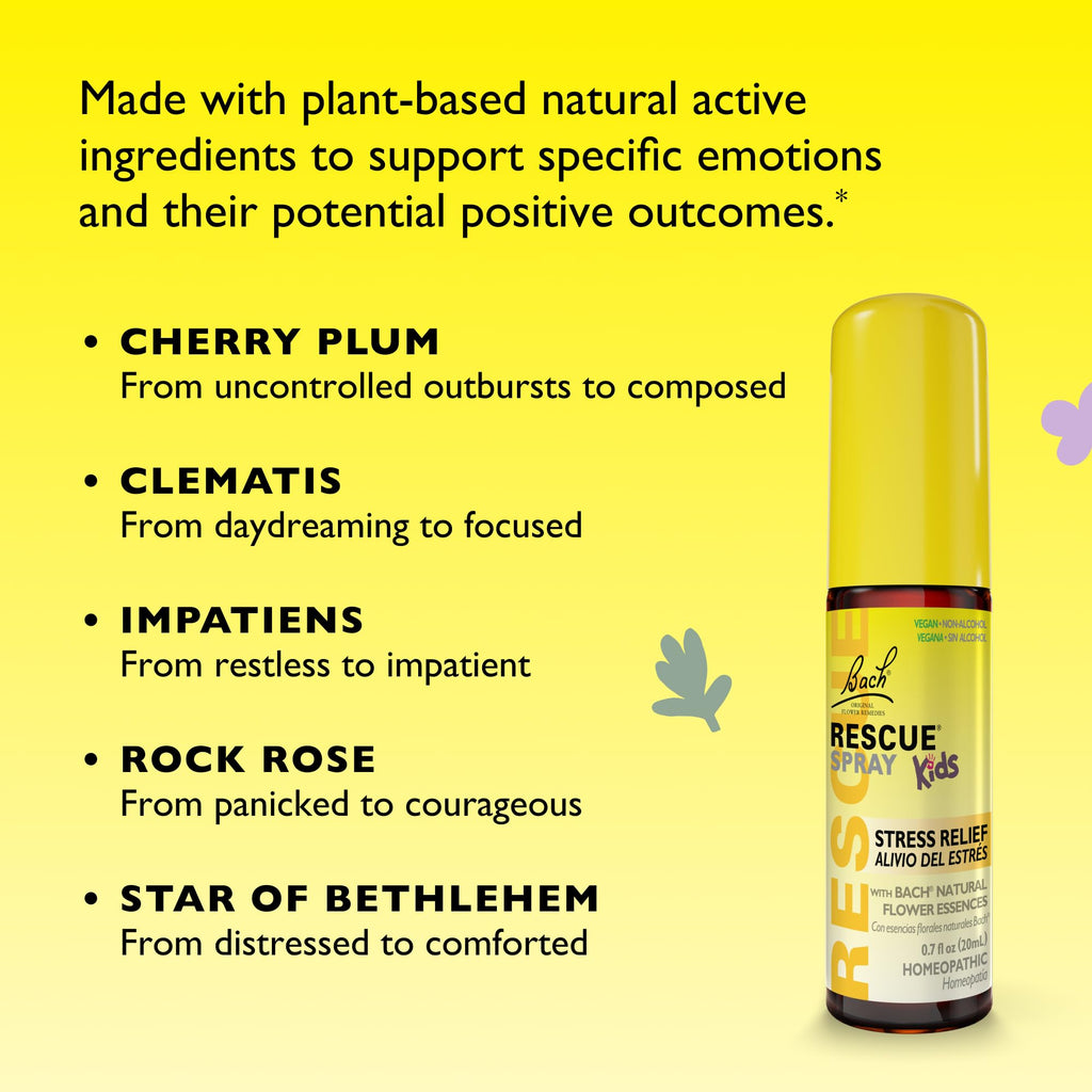 Bach RESCUE Kids Spray 20mL – Stress Relief for Children | Homeopathic Flower Essences