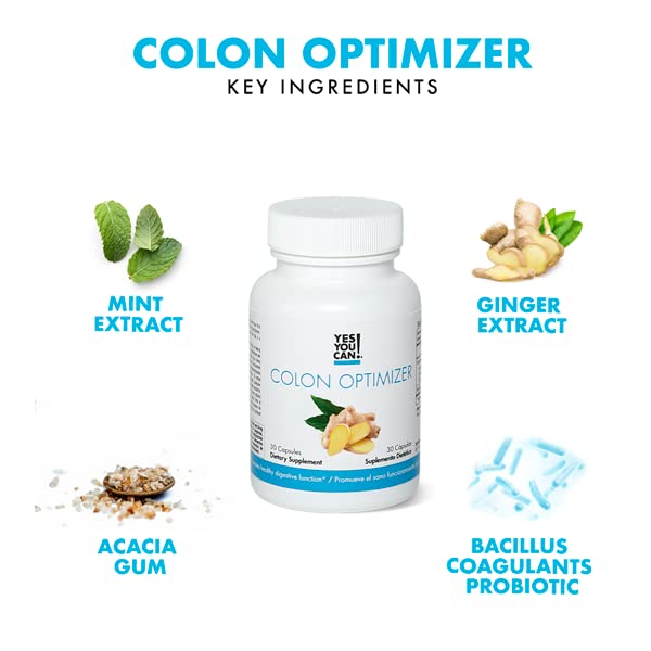 Yes You Can! Probiotics Colon Optimizer - Digestive Health, Ginger & Peppermint, 30 Capsules (2 Pack)
