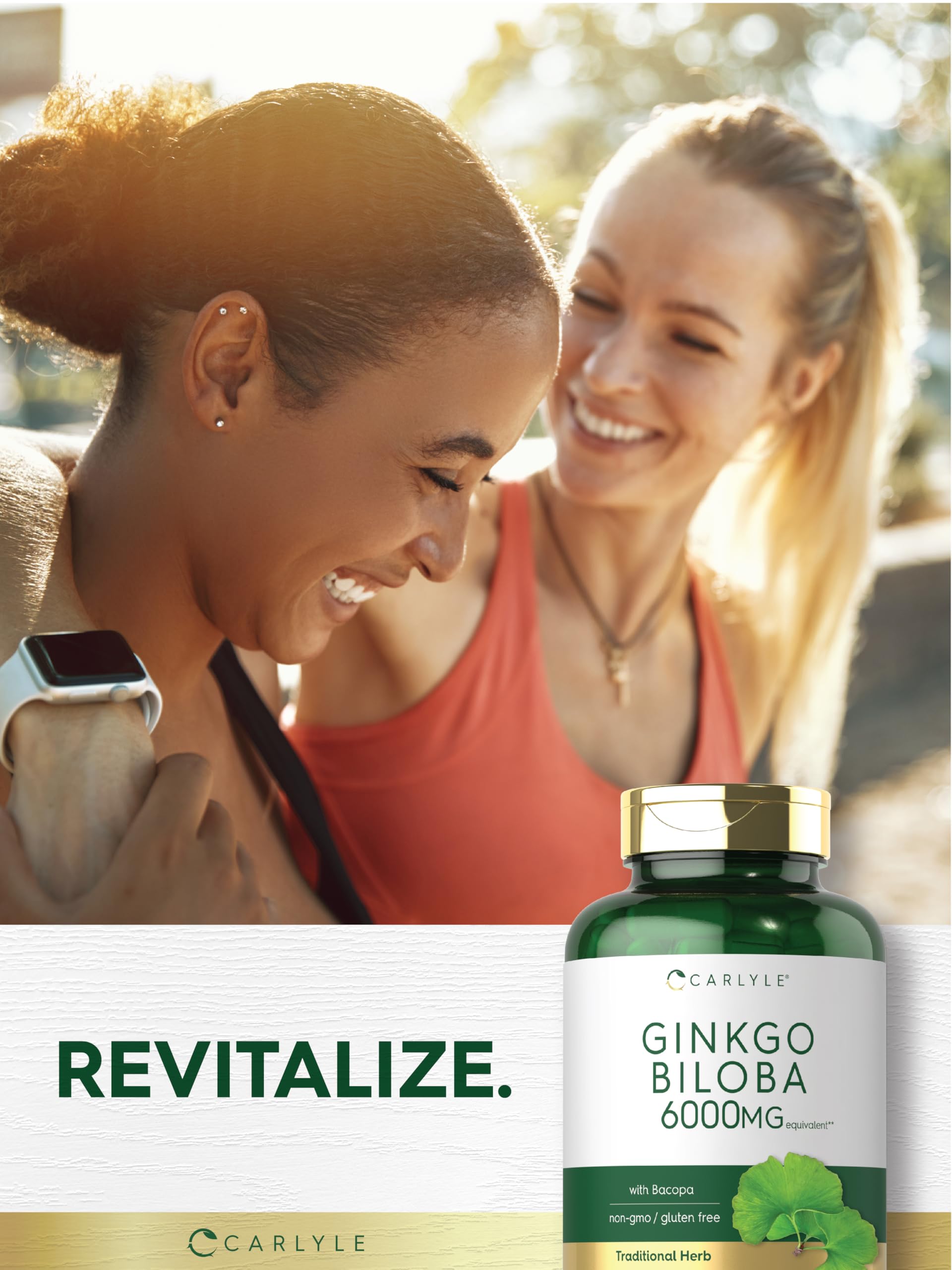 Carlyle Ginkgo Biloba Pills – 6000mg per Serving | 200 Capsules | Bacopa Extract | Extra Strength, Non-GMO & Gluten Free