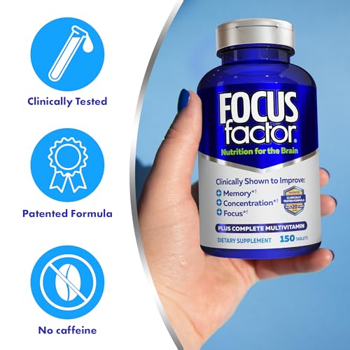 Focus Factor Brain Supplement for Memory & Focus — Complete Multivitamin (Pack of 2, 150 Count)