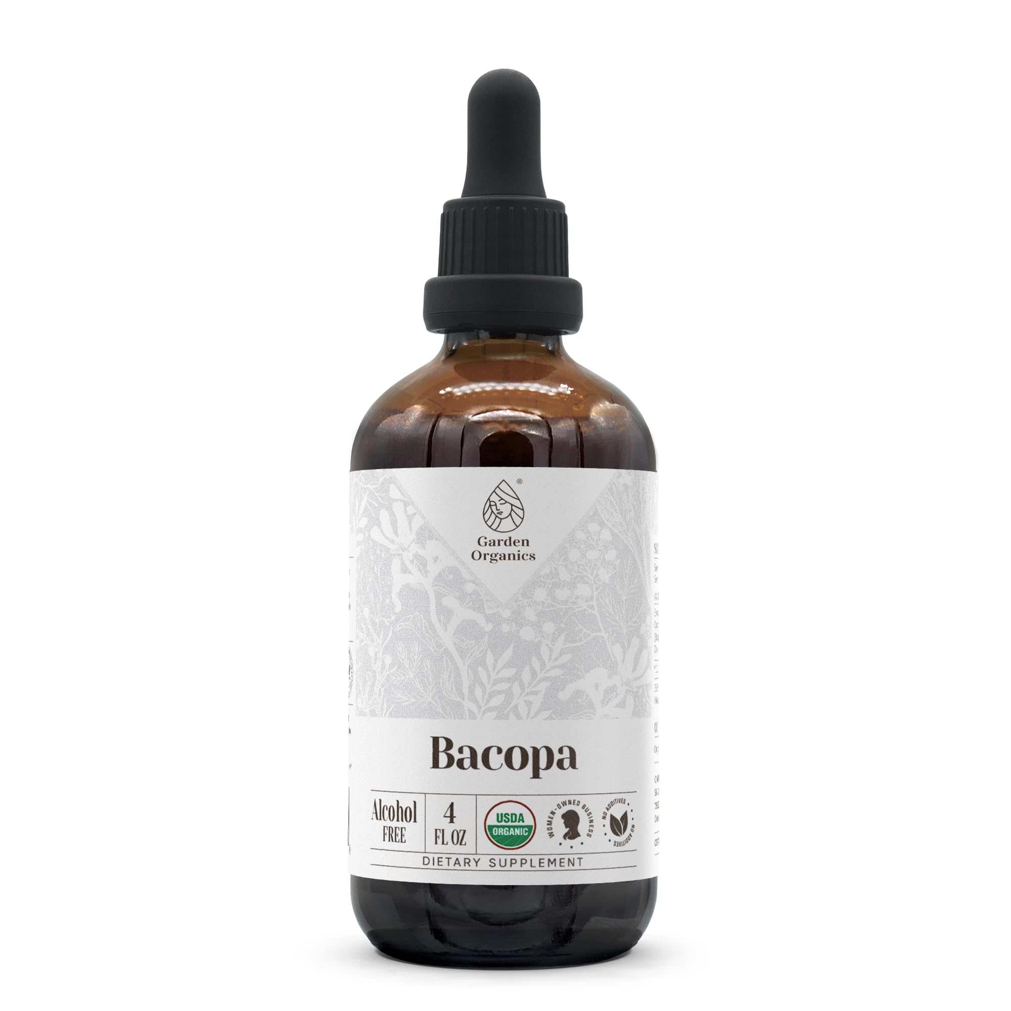 Bacopa USDA Organic | Alcohol-Free Tincture 4 oz | Bacopa Monnieri (Bacopa) Dried Herb