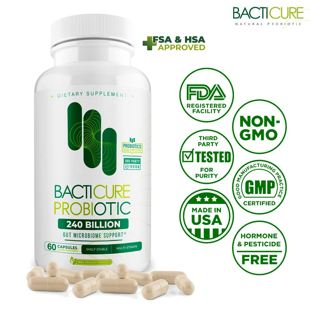 Bacticure Immune Support - 4 Bottles x 60 Capsules, Patented Formula