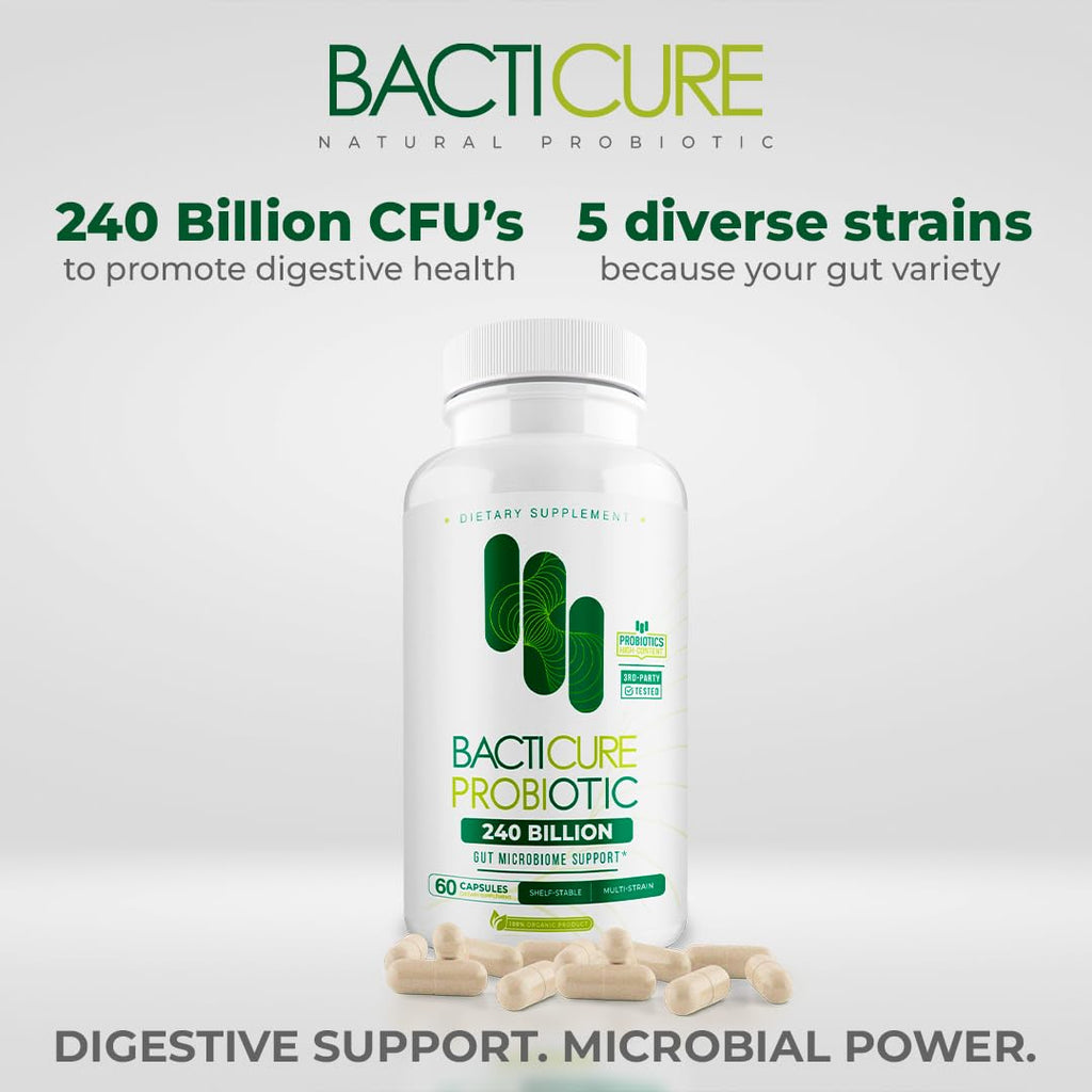 Bacticure Probiotic 240 Capsules | High-CFU Probiotics for Digestion, Gut Health, Immunity & Womens Wellness