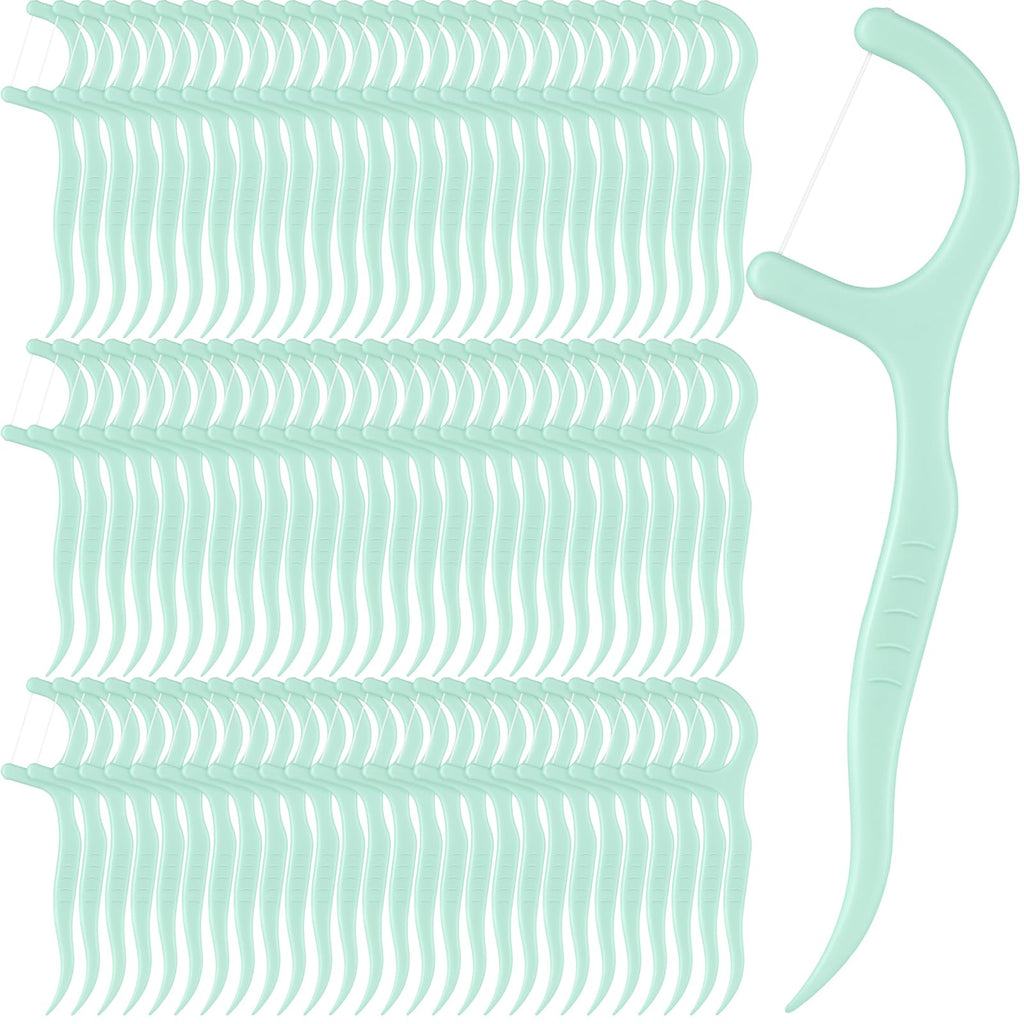 Baderke 200 Count Floss Picks Bulk – Non-Breakable Dental Floss Sticks (Light Green)
