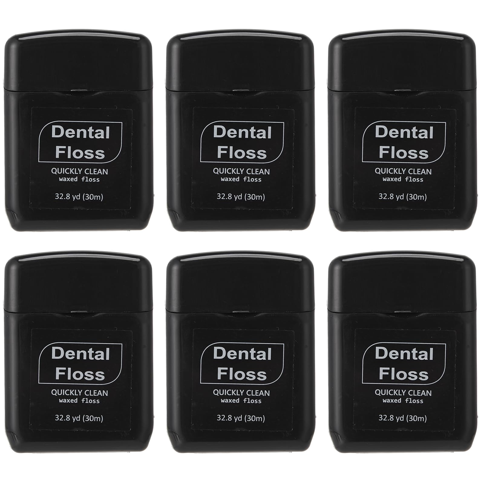 Baderke 6 Pack Waxed Dental Floss – 30m Each, Travel Size, Black