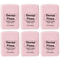Baderke 6 Pack Mini Waxed Dental Floss – 30m Each, Travel Pack (Pink)