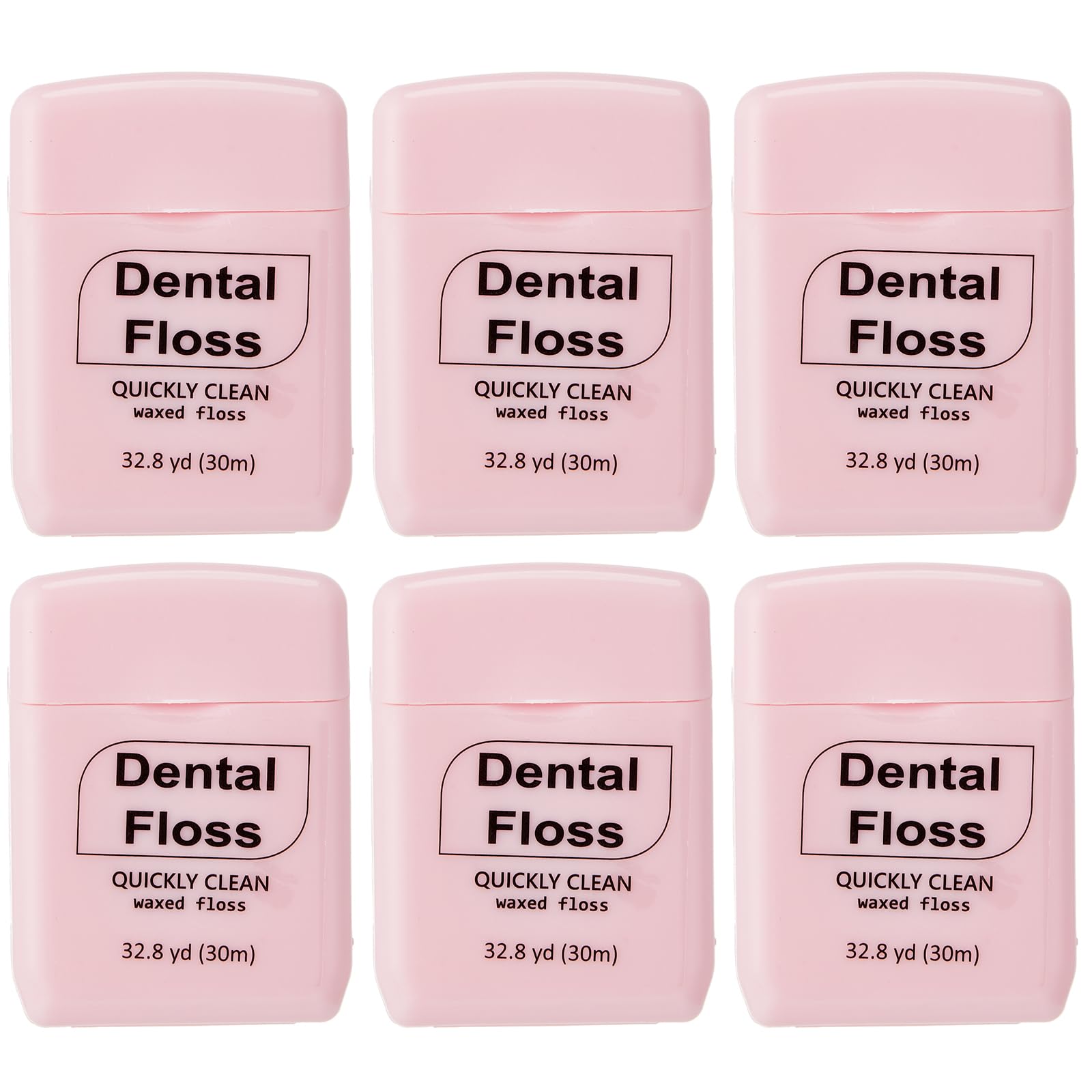 Baderke 6 Pack Mini Waxed Dental Floss – 30m Each, Travel Pack (Pink)