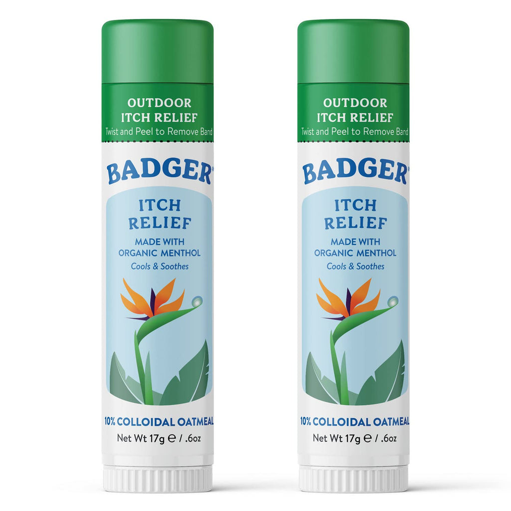 Badger Bug Bite Itch Relief Stick — Natural Anti-Itch for Bites, Poison Ivy & Rashes | 0.6 oz (2-Pack)