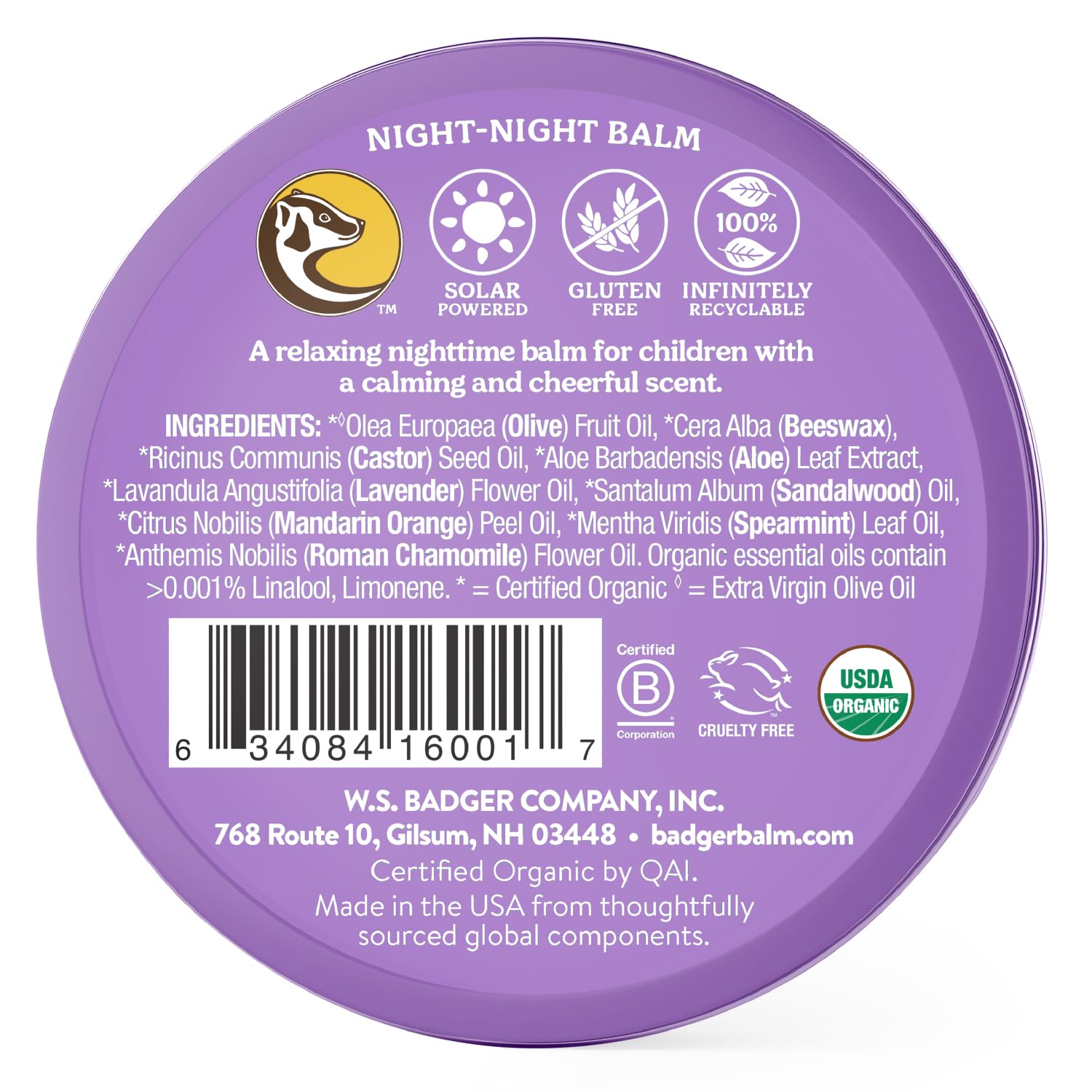 Badger Night Night Balm - 2 oz Tin | Organic Kids Sleep Aid & Bedtime Ritual