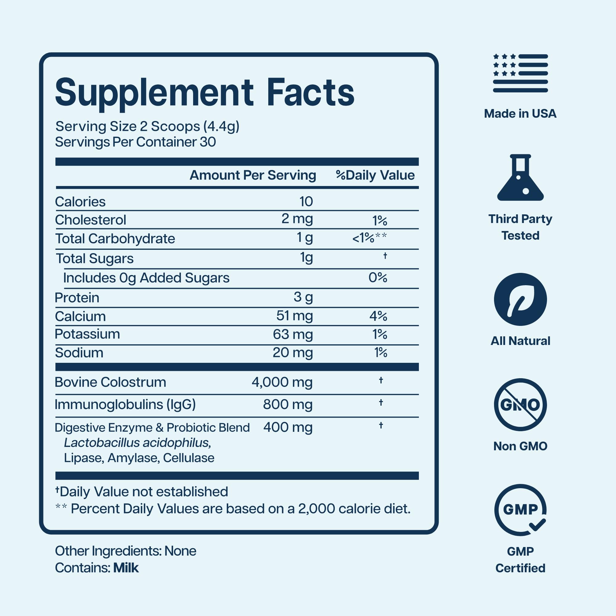 Baese Nutrition 4000mg 800 IgG Grass Fed with Probiotics Bovine Colostrum Powder Supplement for Kids & Adults with Immunoglobulins (132 Grams, Unflavored)