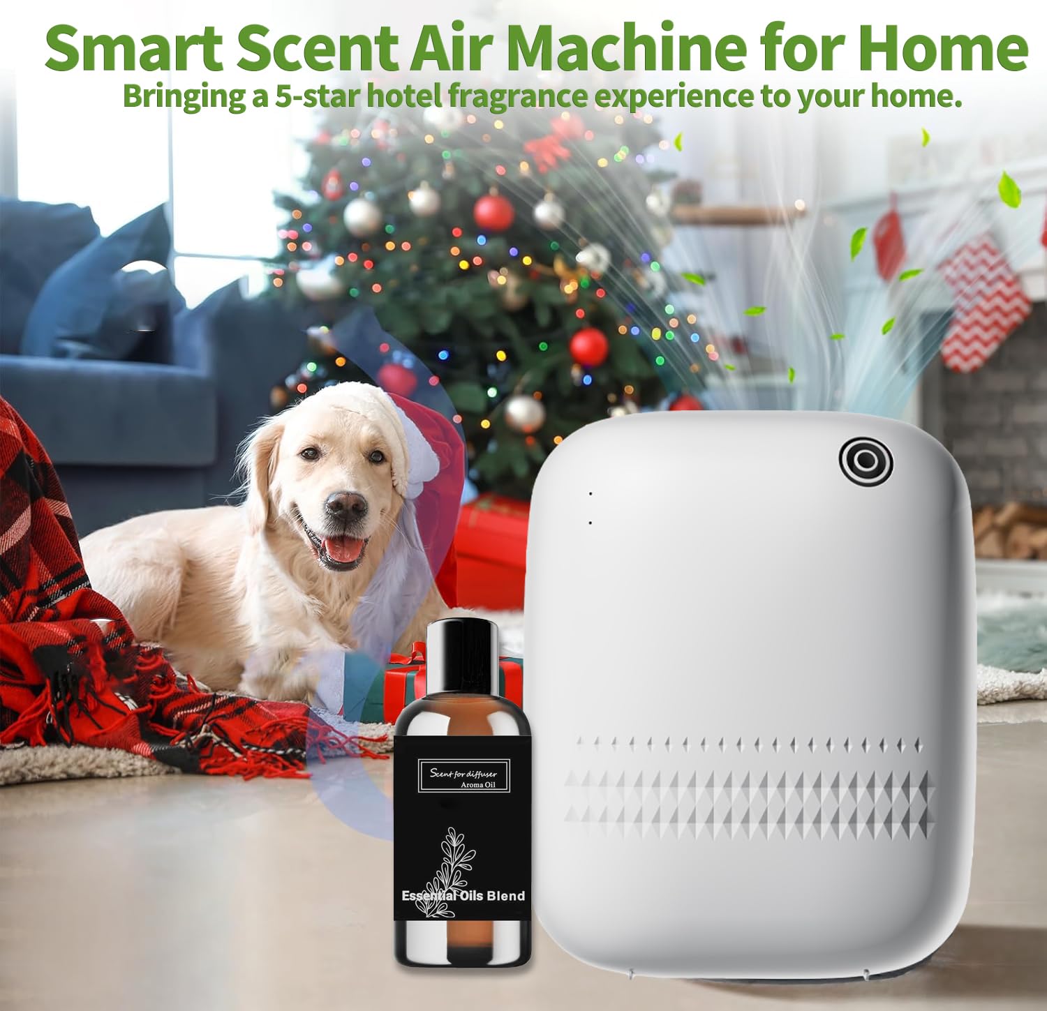 BAIESHIJI Smart Scent Air Machine — 2000 sq ft Cold Diffusion Diffuser + Roy Tranquility Oils
