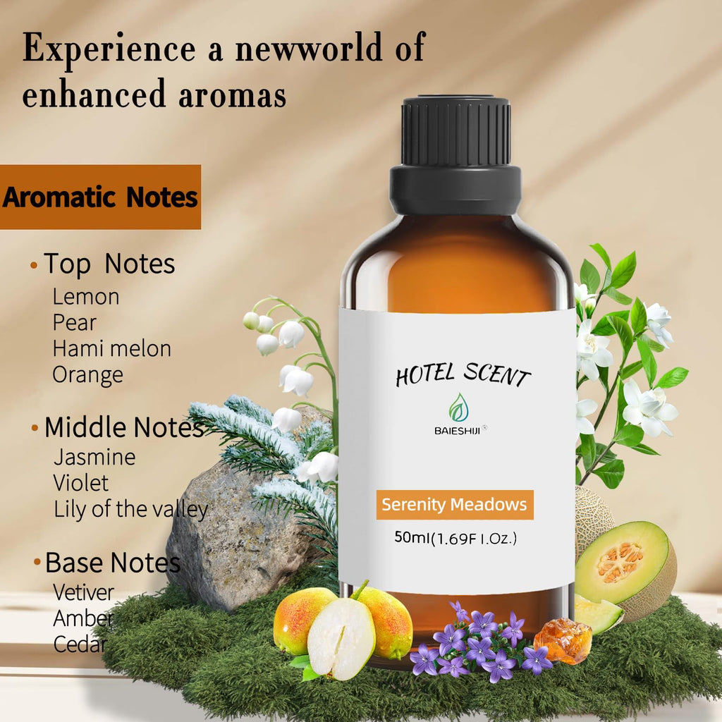 BAIESHIJI Serenity Meadows & Sweet Serenade Hotel Diffuser Oils – 50ml Luxury Aromatherapy