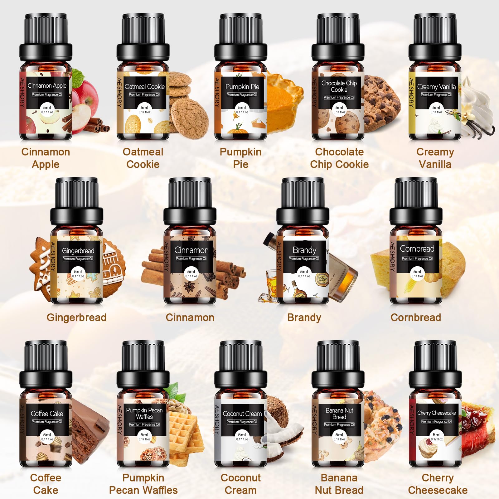 Bakery Essential Oils Set (14x 5ml) – Fragrance Oils for Diffusers & Candles