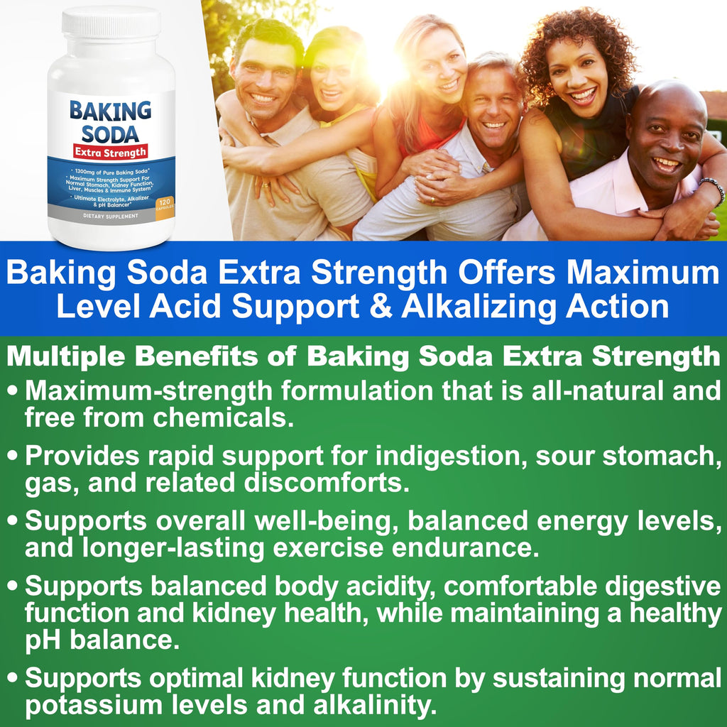 Baking Soda Aluminum Free 1300mg – Extra Strength Organic Capsules