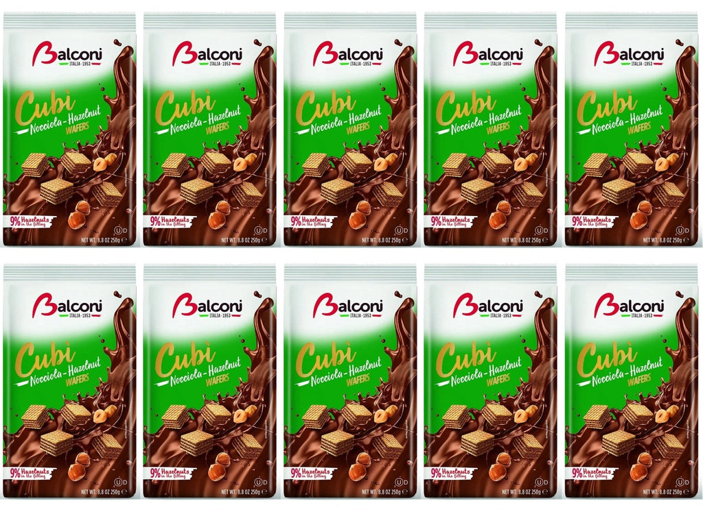 10 x Balconi Cubi Wafer Bag Hazelnut - 250GM