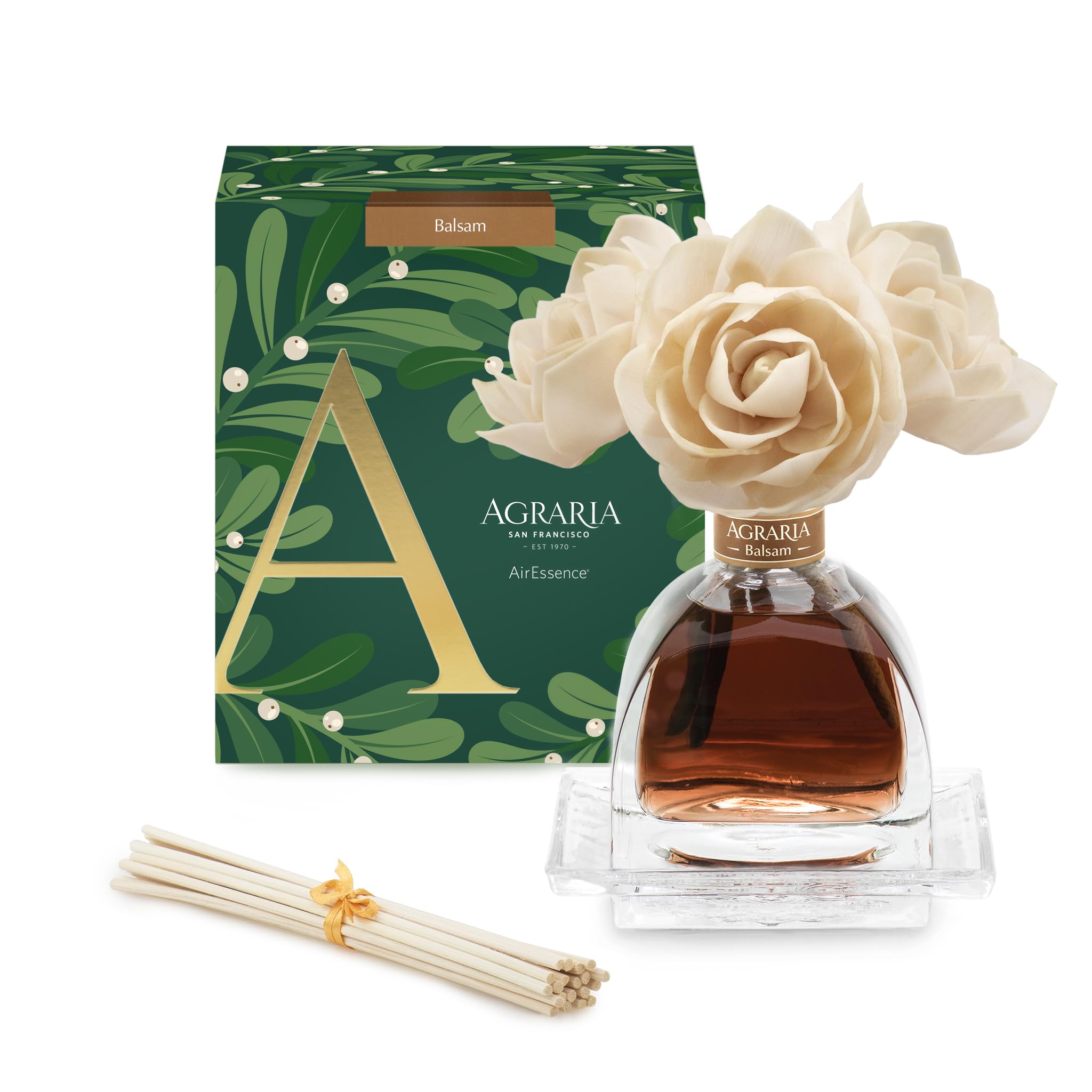 Balsam Holiday AirEssence Diffuser 7.4oz – Luxury Flower & Reed Diffuser by Agraria