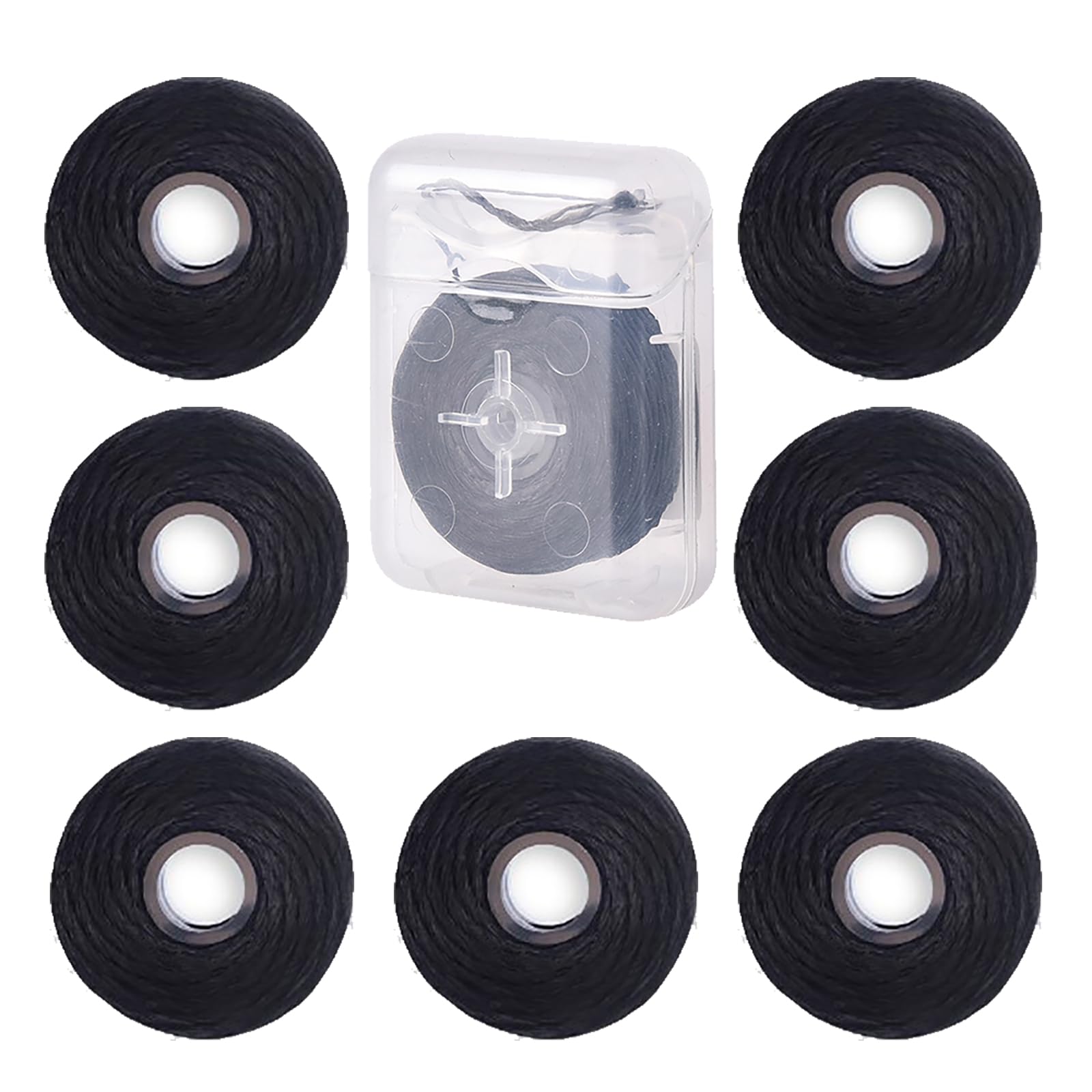 Bamboo Charcoal Dental Floss 8-Pack – Mint, 50M, Built-in Spool (Black)