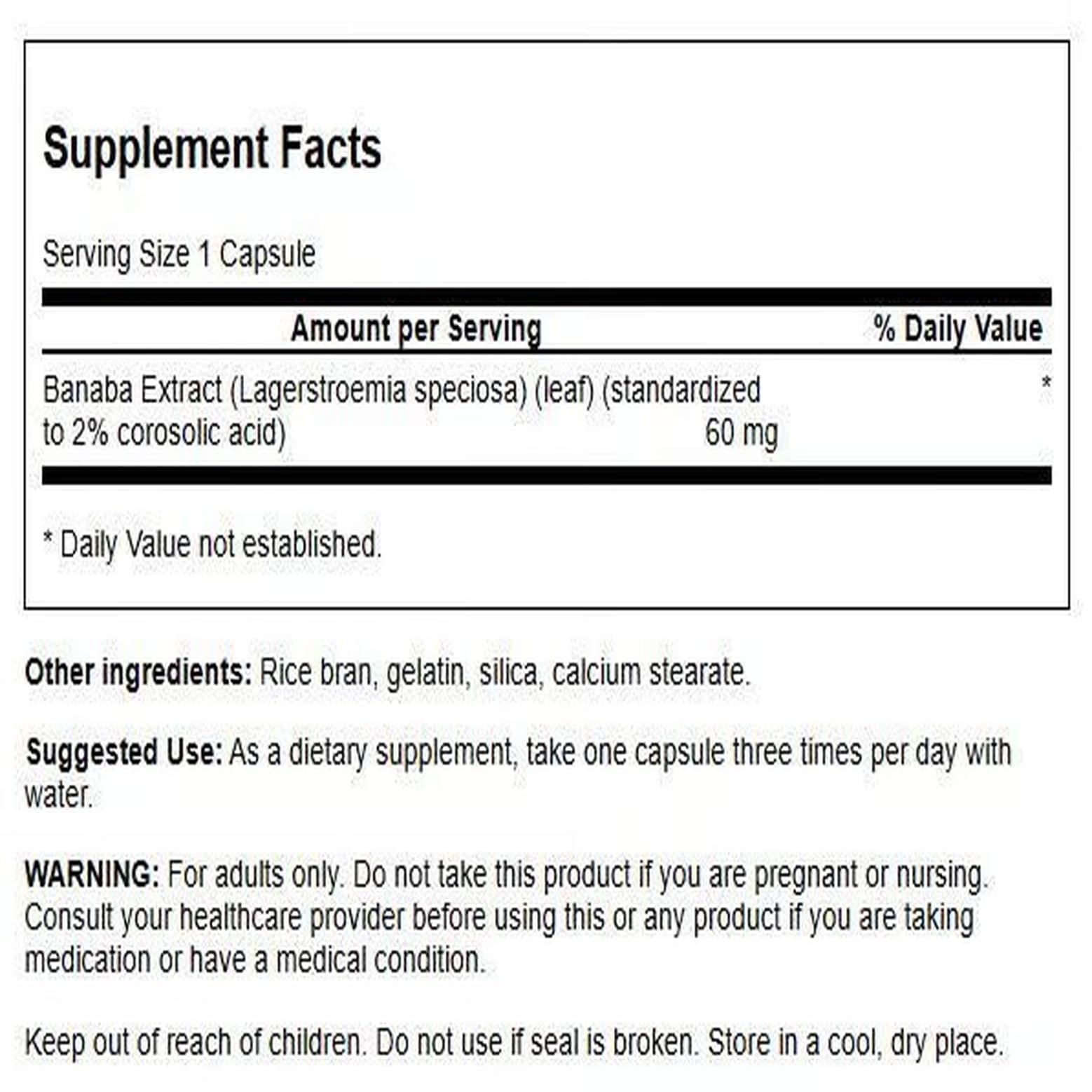 Swanson Banaba Extract – High Potency 60mg, 90 Capsules