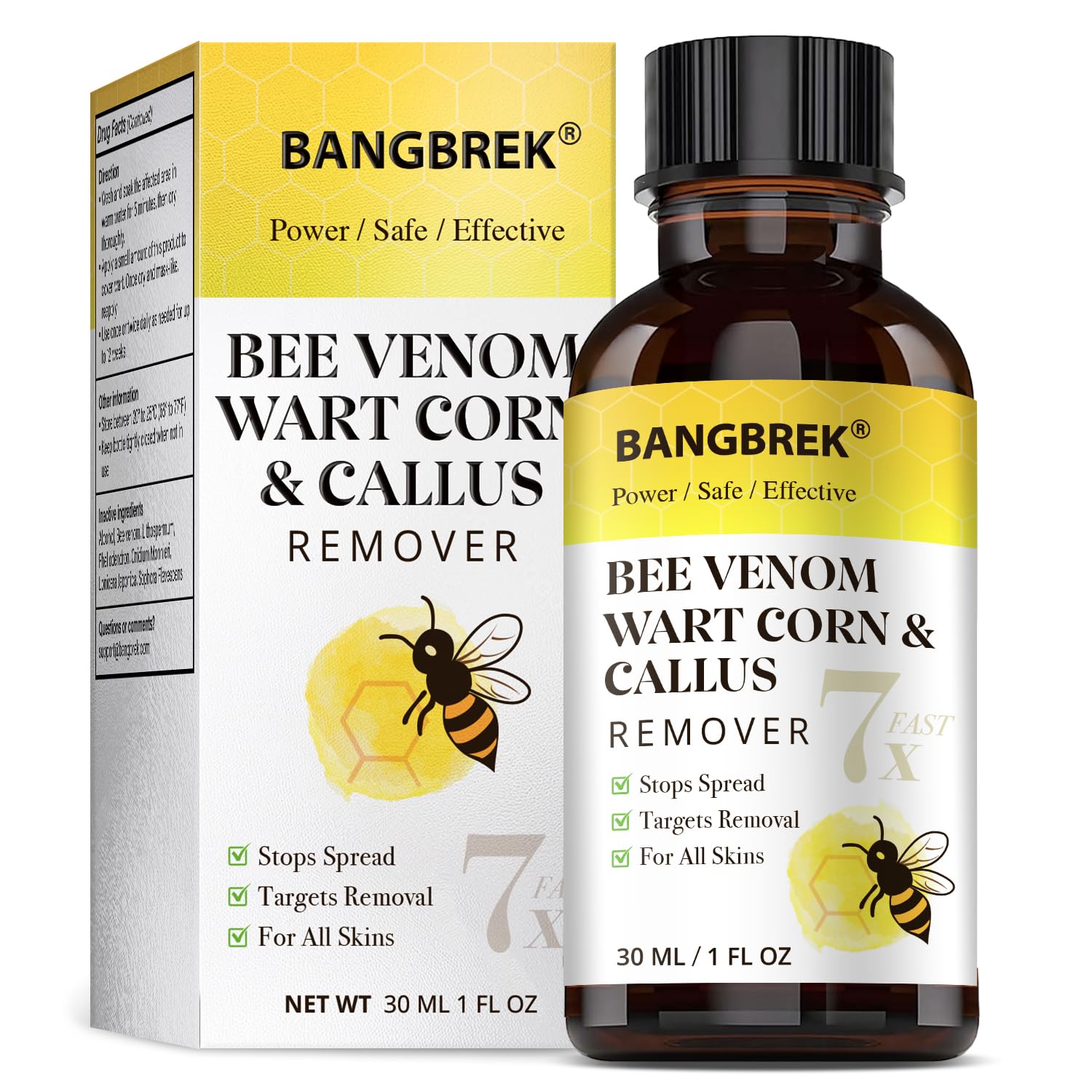 Bangbrek Bee Venom Wart Remover — 17% Salicylic Acid Fast-Acting Wart & Callus Remover (1 fl oz)