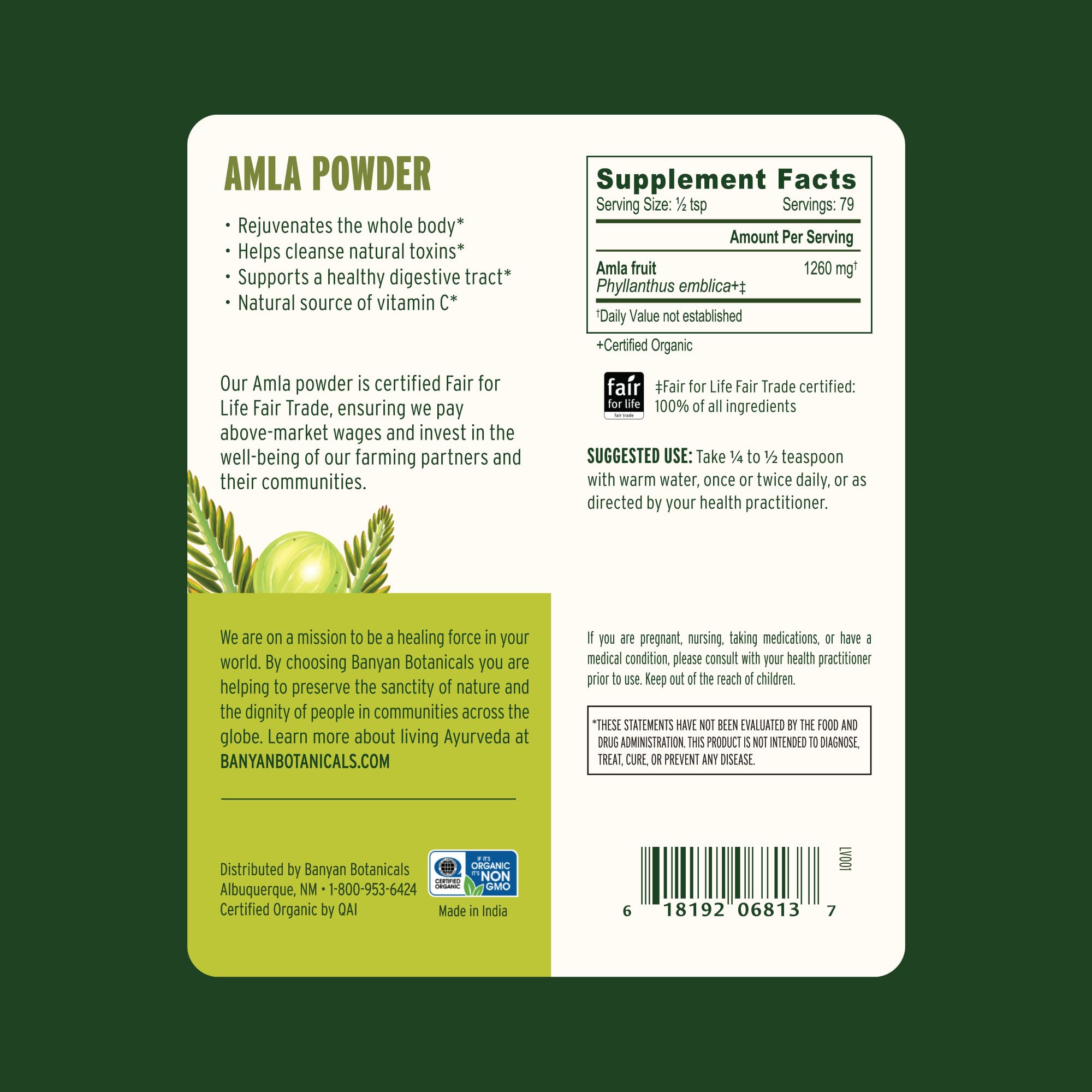 Banyan Botanicals Amla (Amalaki) Powder – Organic Amla, 3.5oz | Vitamin C & Antioxidants
