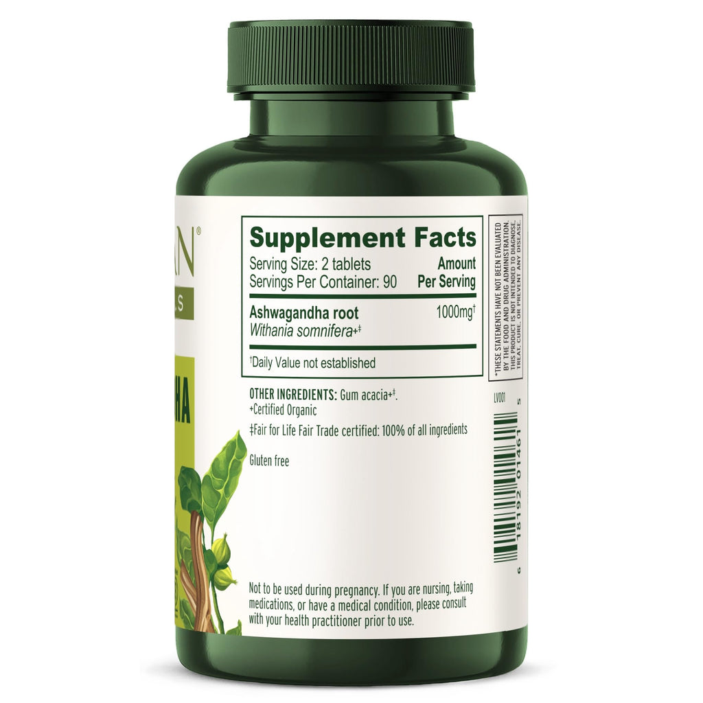 Banyan Botanicals Ashwagandha Tablets – Organic Ashwagandha Root, Non-GMO, Vegan – 180 Tablets