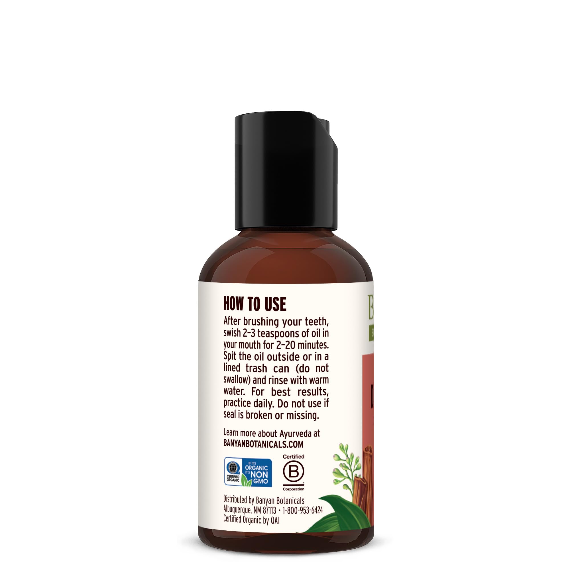 Banyan Botanicals Cinnamon Daily Swish – Organic Ayurvedic Oil Pulling Oil for Fresh Breath | 2 oz