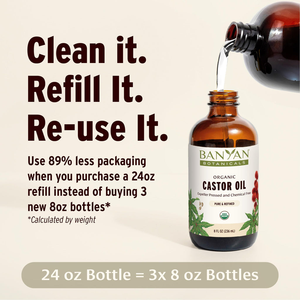 Banyan Botanicals Organic Castor Oil – 8 oz | Pure, Hexane-Free, Non-GMO, Vegan
