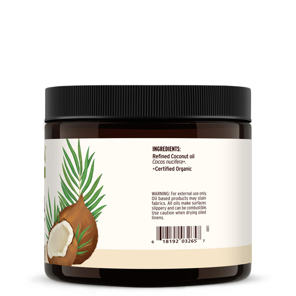 Banyan Botanicals Coconut Oil – Expeller Pressed Organic Coconut Oil for Skin, Hair & Massage – 14.5 oz
