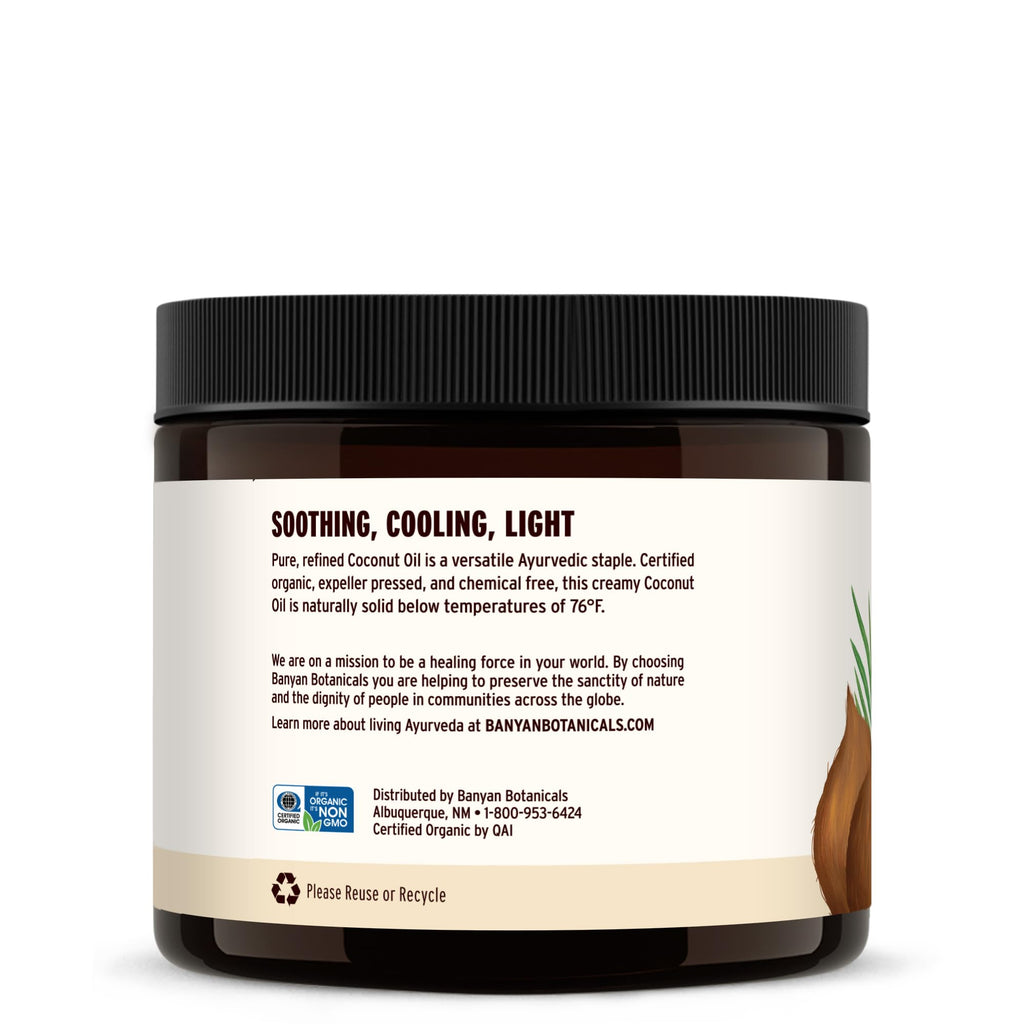 Banyan Botanicals Coconut Oil – Expeller Pressed Organic Coconut Oil for Skin, Hair & Massage – 14.5 oz