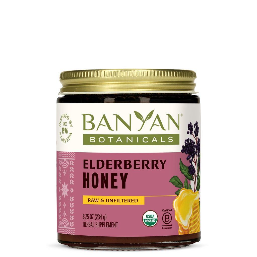 Banyan Botanicals Organic Elderberry Honey – Immune Support for Kids & Adults (8.25 oz)