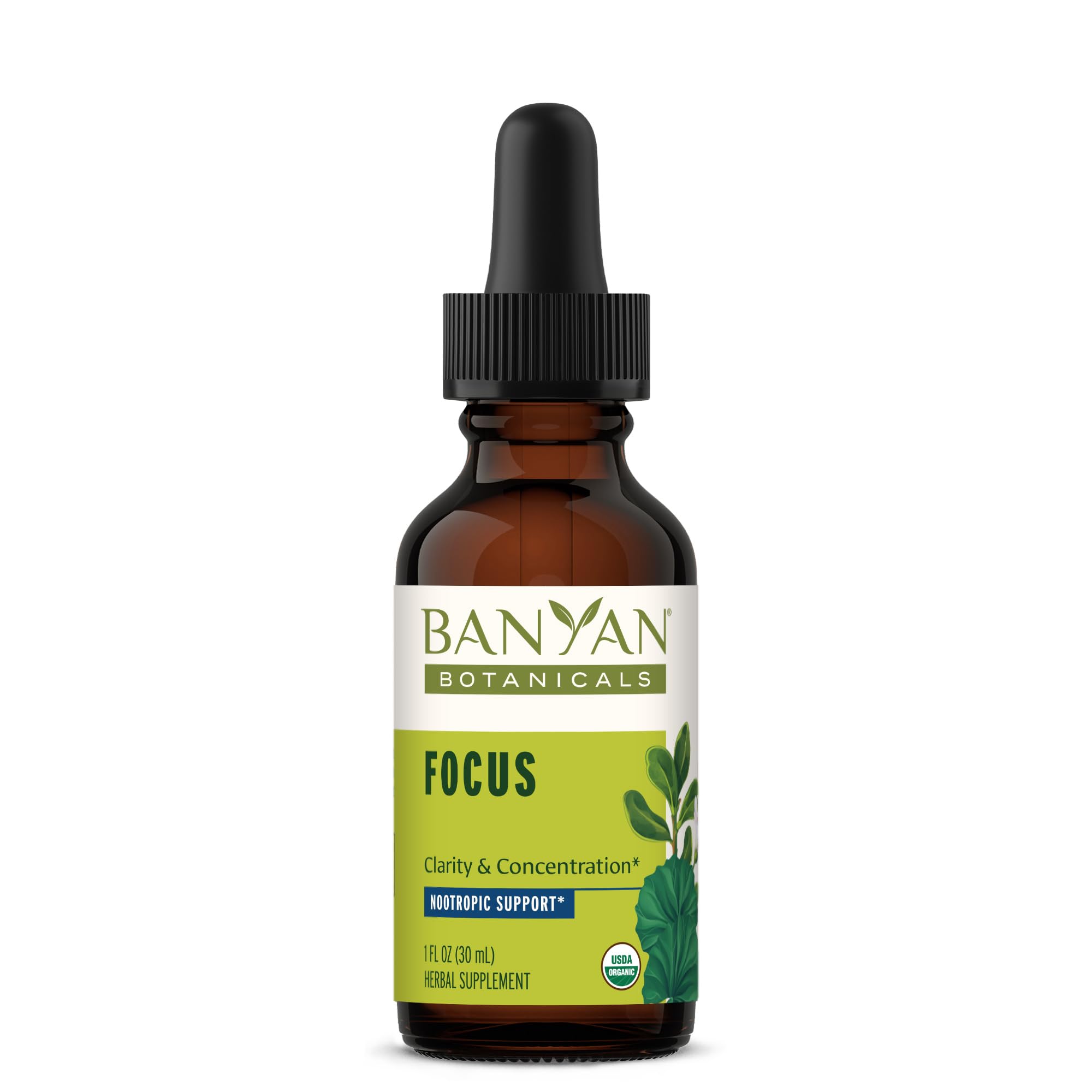 Banyan Botanicals Focus Liquid Extract – Organic Focus Supplement (1 oz) – Non-GMO, Vegan