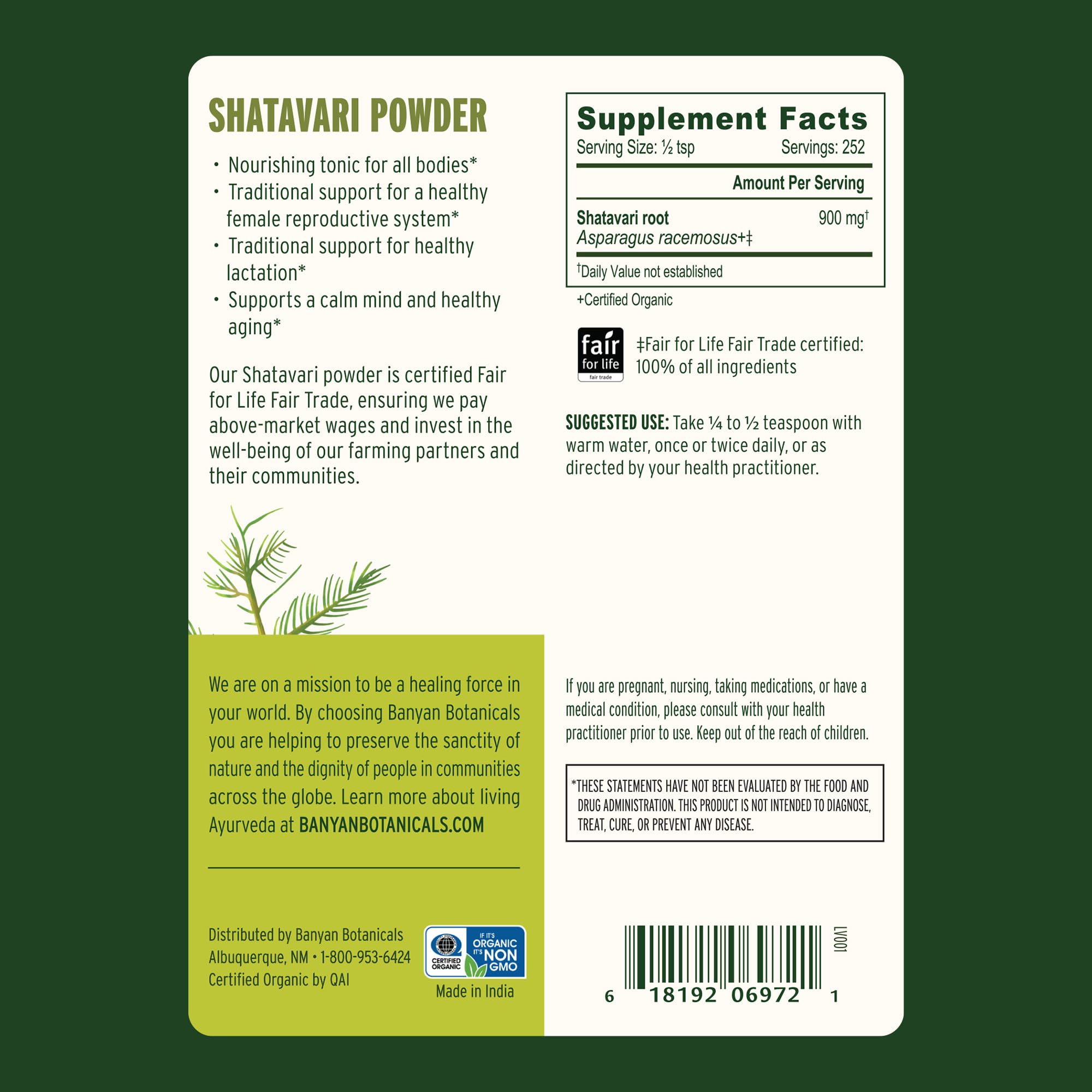 Shatavari Powder – Organic Asparagus Racemosus Root | Banyan Botanicals | Vegan