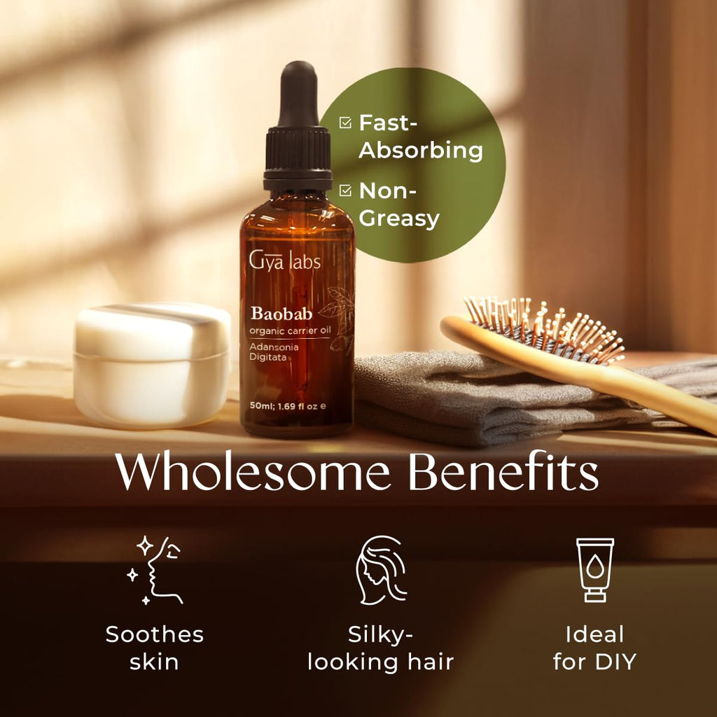 Gya Labs Baobab Carrier Oil – 1.7 Fl Oz for Hair, Skin, Face, Scalp & Body